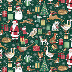 Friends Green MU230G - Country Christmas By Makower UK Individual Fat Quarter