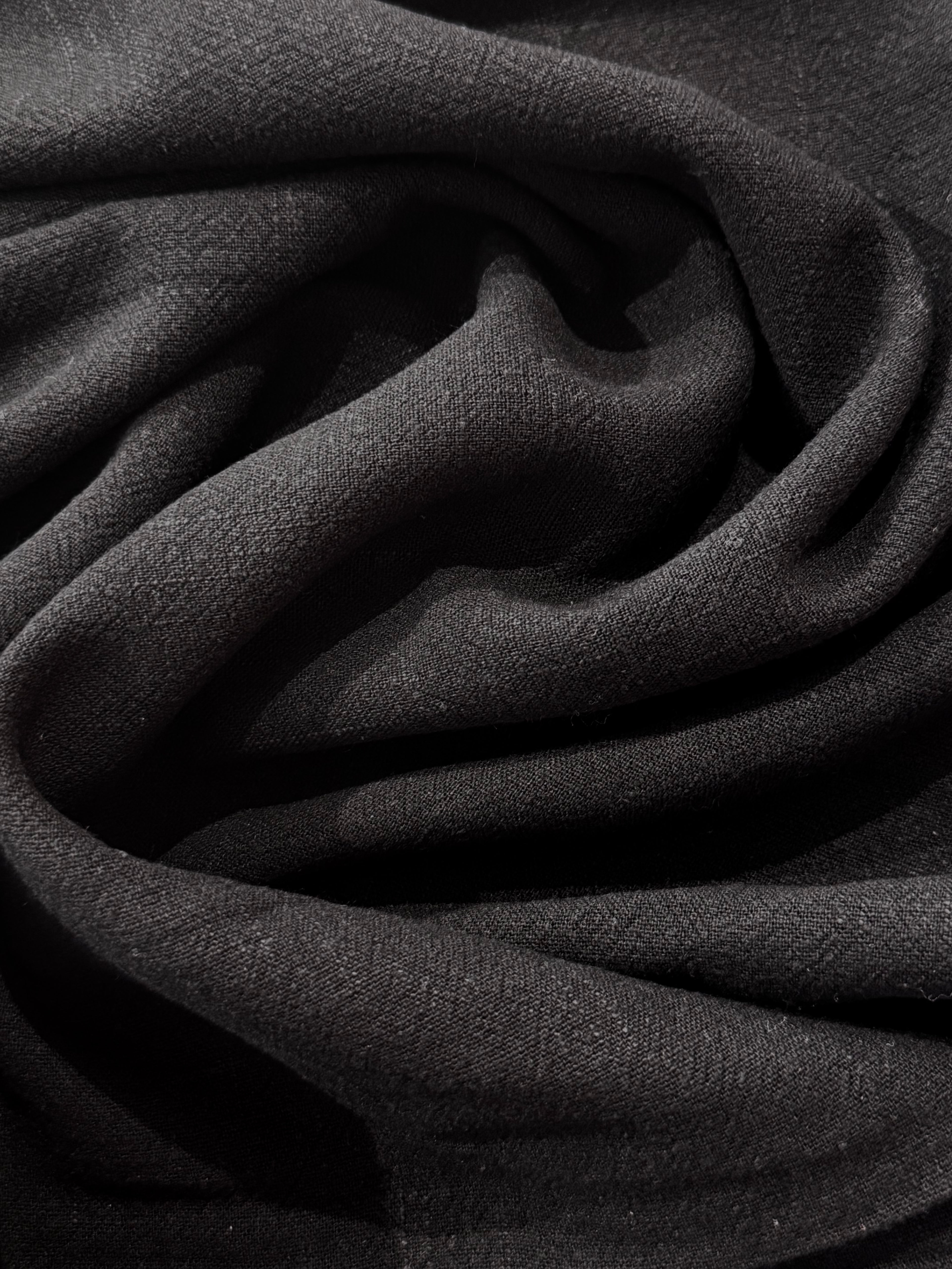 Jet Black Viscose Linen Blend