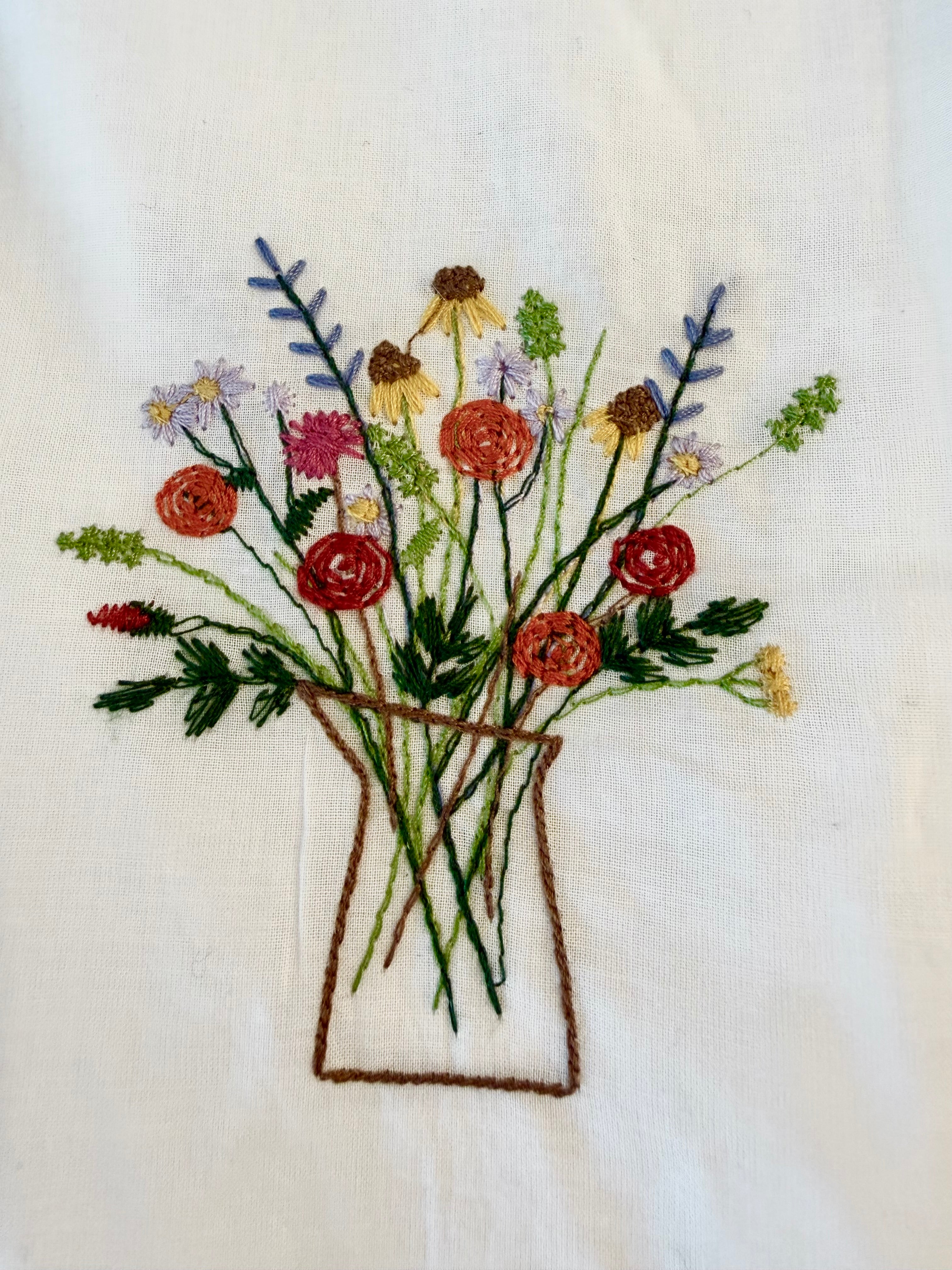 Embroidered Wildflower Cotton Voile