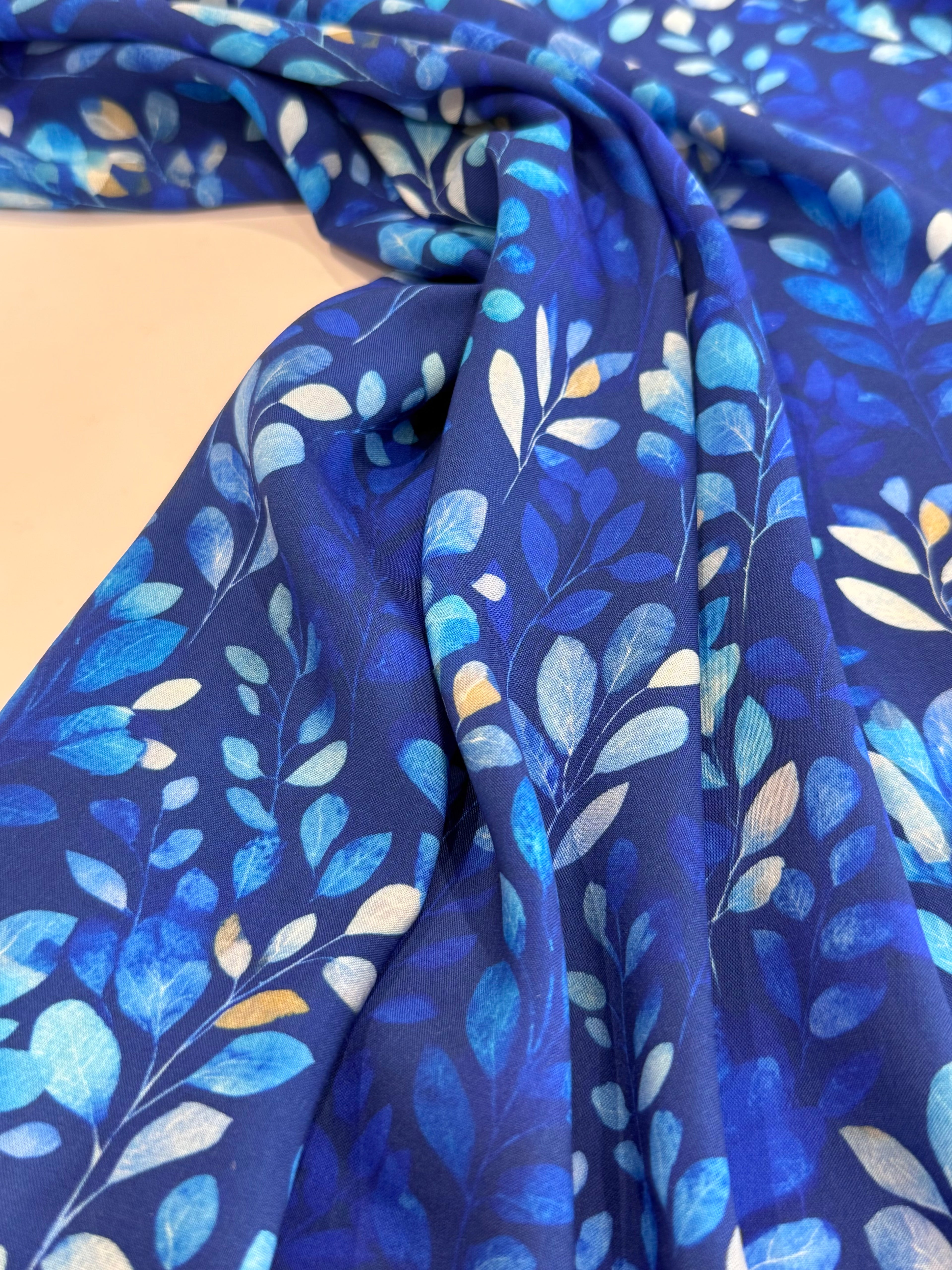 Colbalt Flowers Viscose Lawn