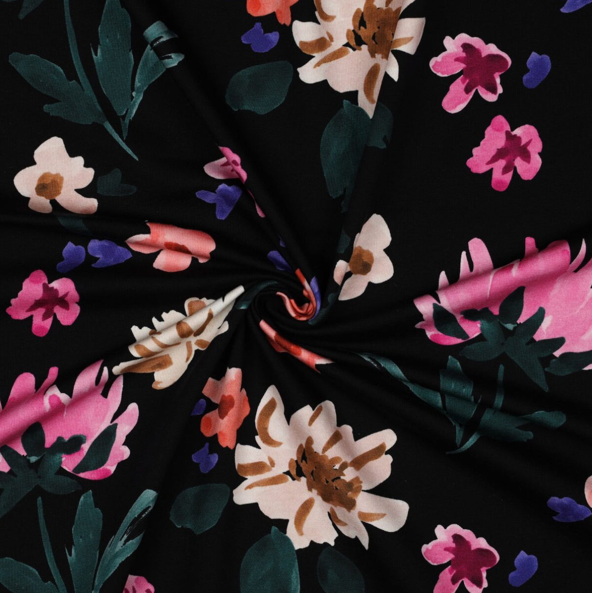 Digital Colette French Terry Black By Nerida Hansen 83cm Remnant