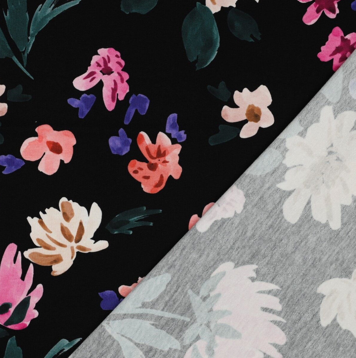 Digital Colette French Terry Black By Nerida Hansen 83cm Remnant