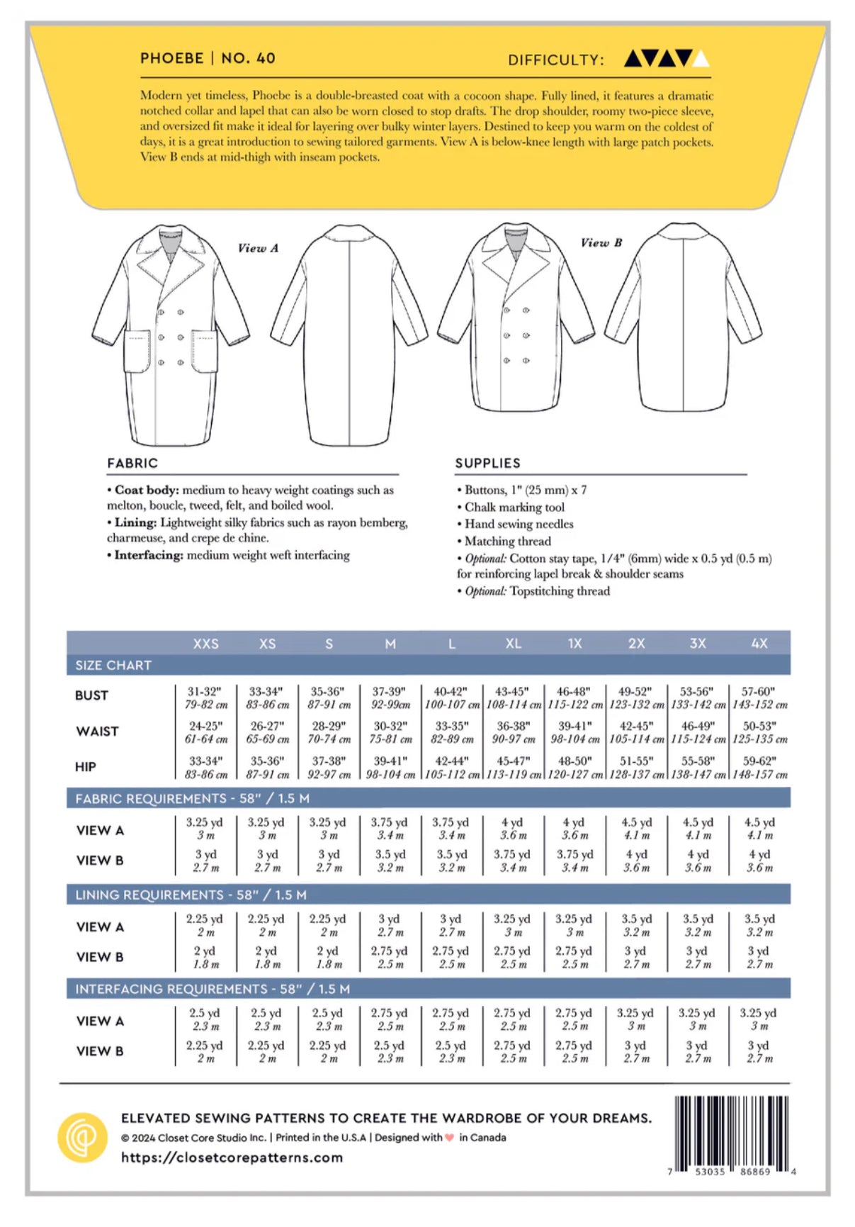 Phoebe Coat Closet Core Patterns