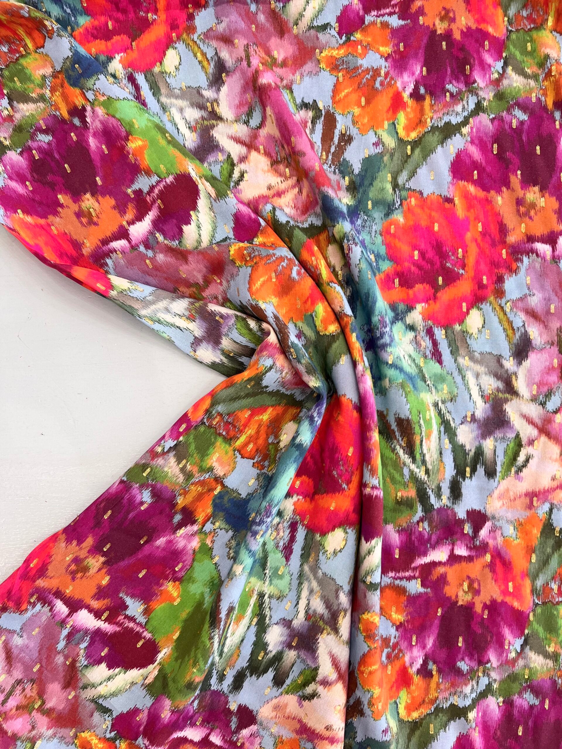 Lady McElroy Hazy Blooms Vienna Viscose Lawn 50cm Remnant