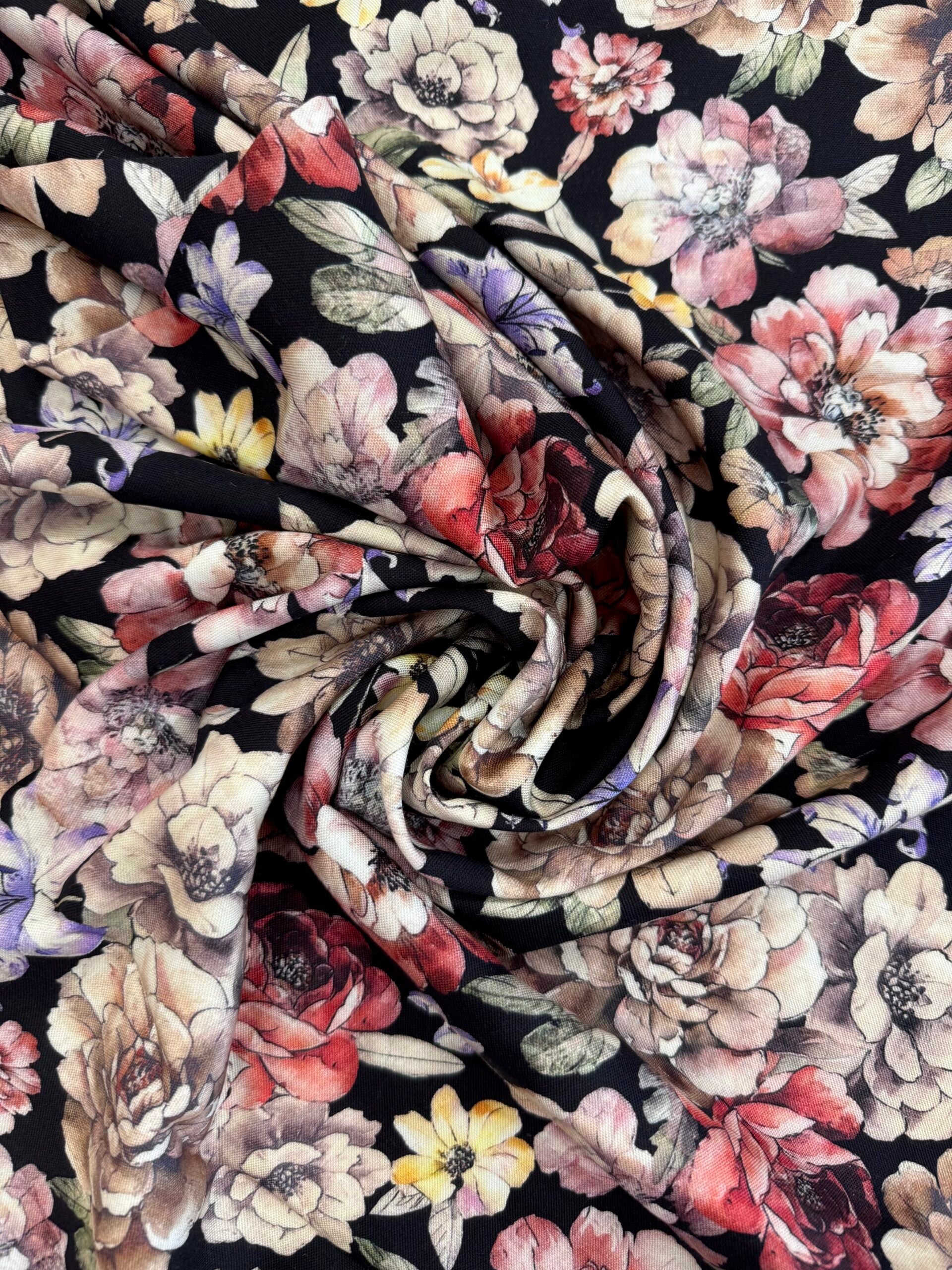 Autumn Rose Viscose Linen Blend