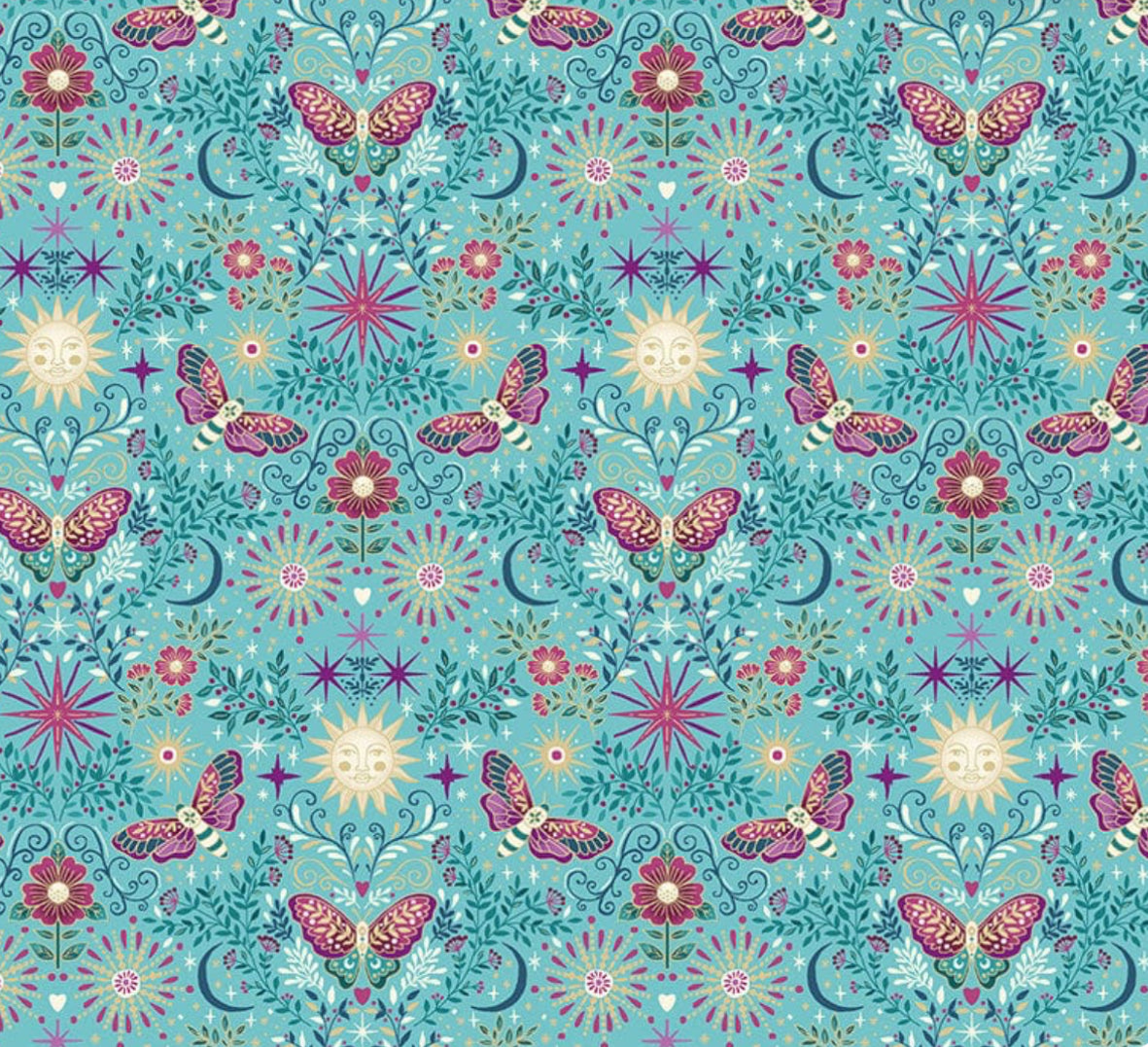 Luna Night Garden Teal 072-T By Makower UK