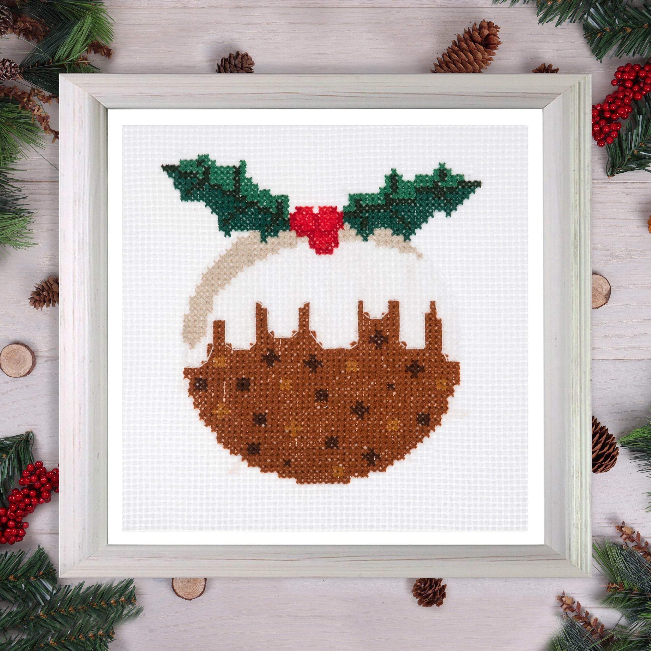 Mini Cross Stitch Kit - Christmas Pudding
