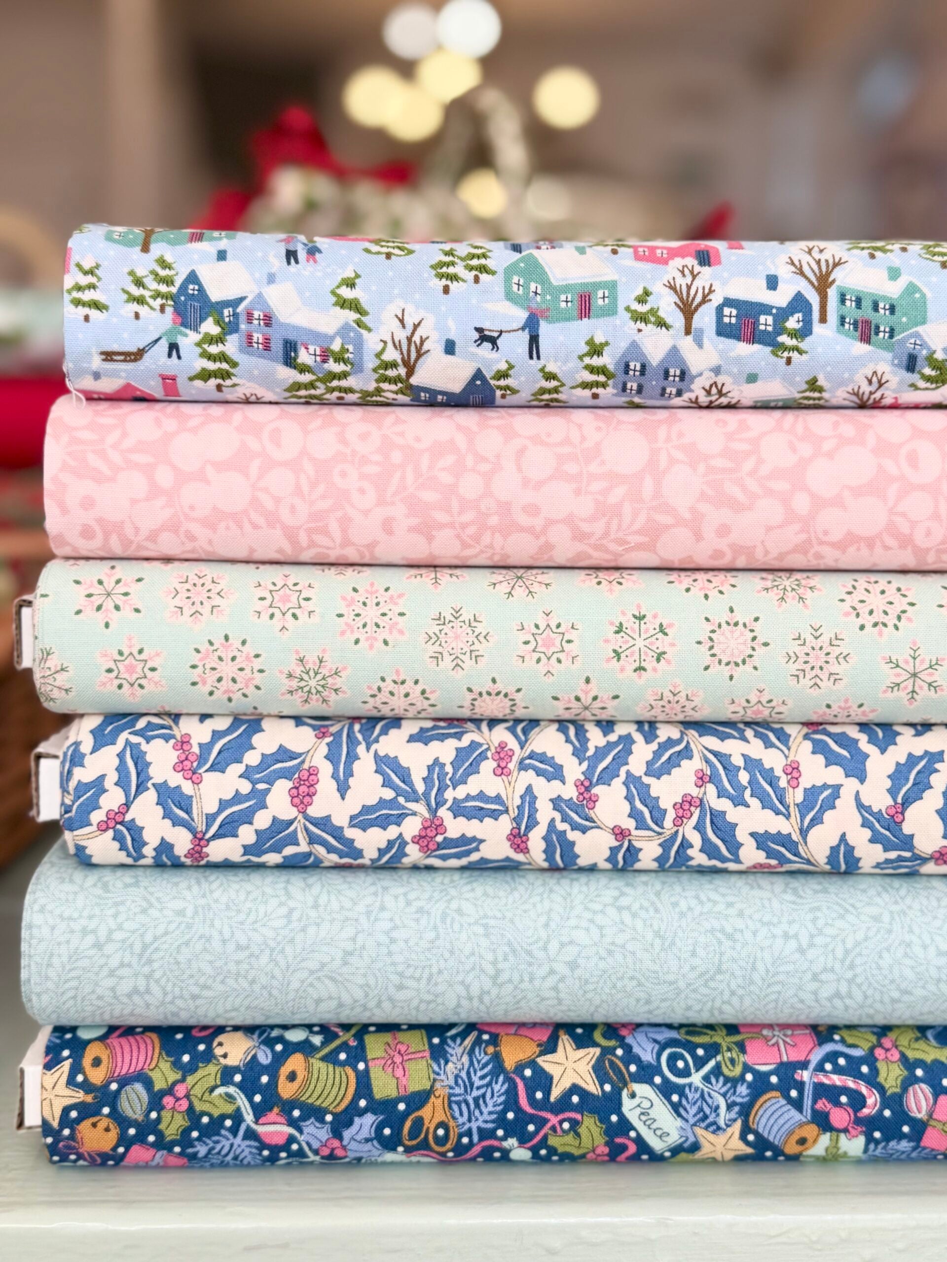 Liberty Quilting Cotton - Festive Greetings - Festive Village 430C