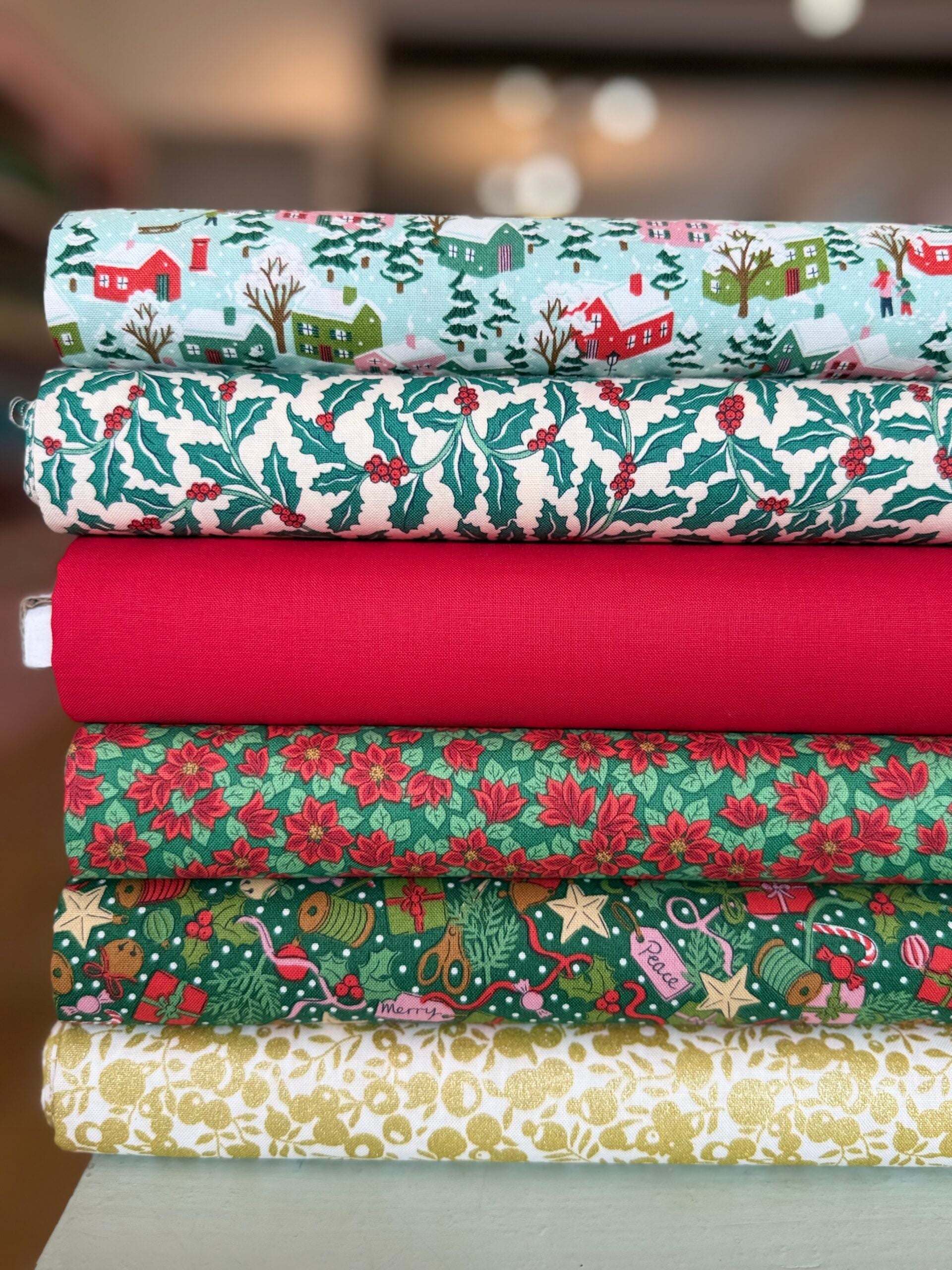 Liberty Quilting Cotton - Festive Greetings - Swirling Holly 432A