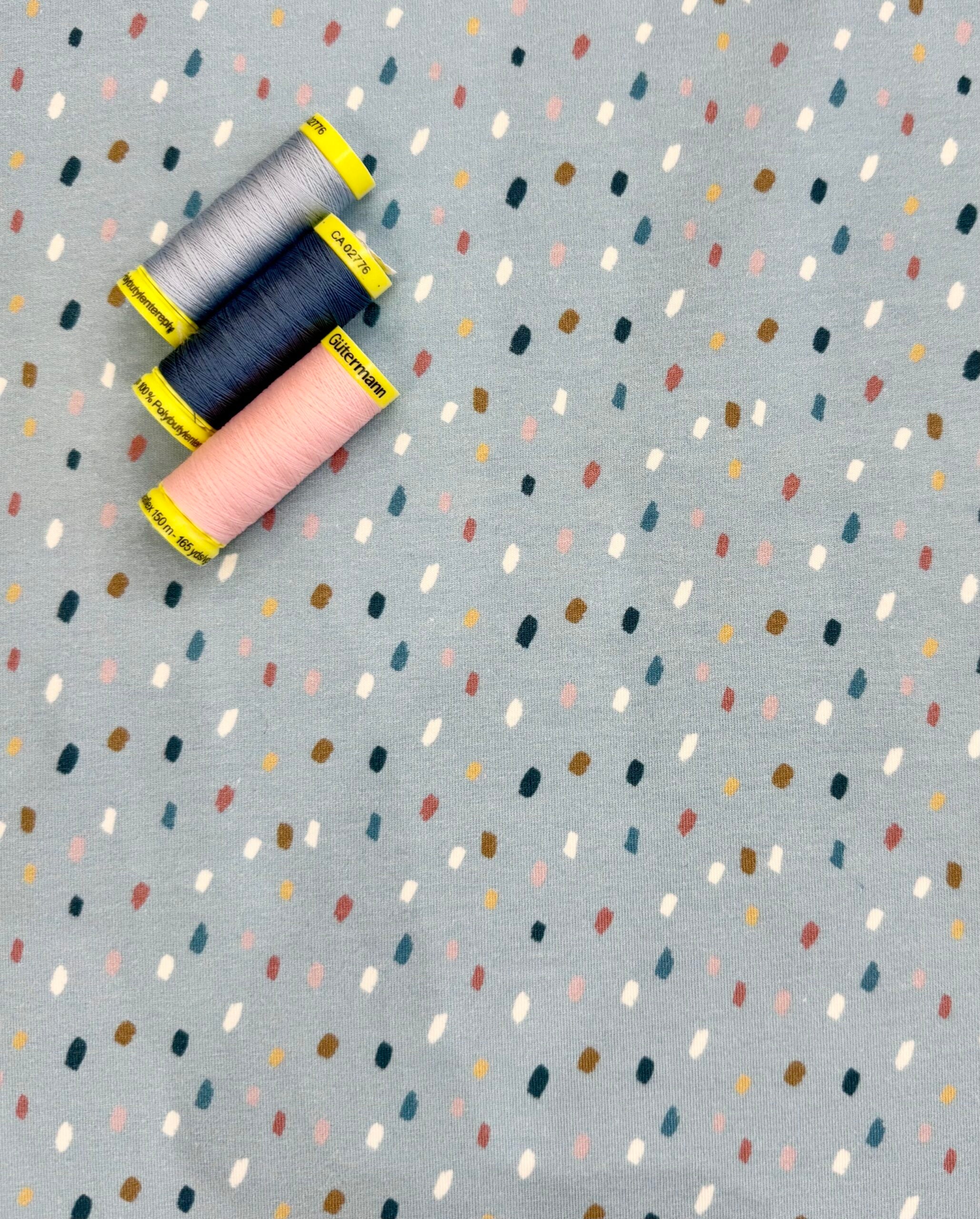 Pale Blue Dash Cotton Jersey By Stof Of Denmark