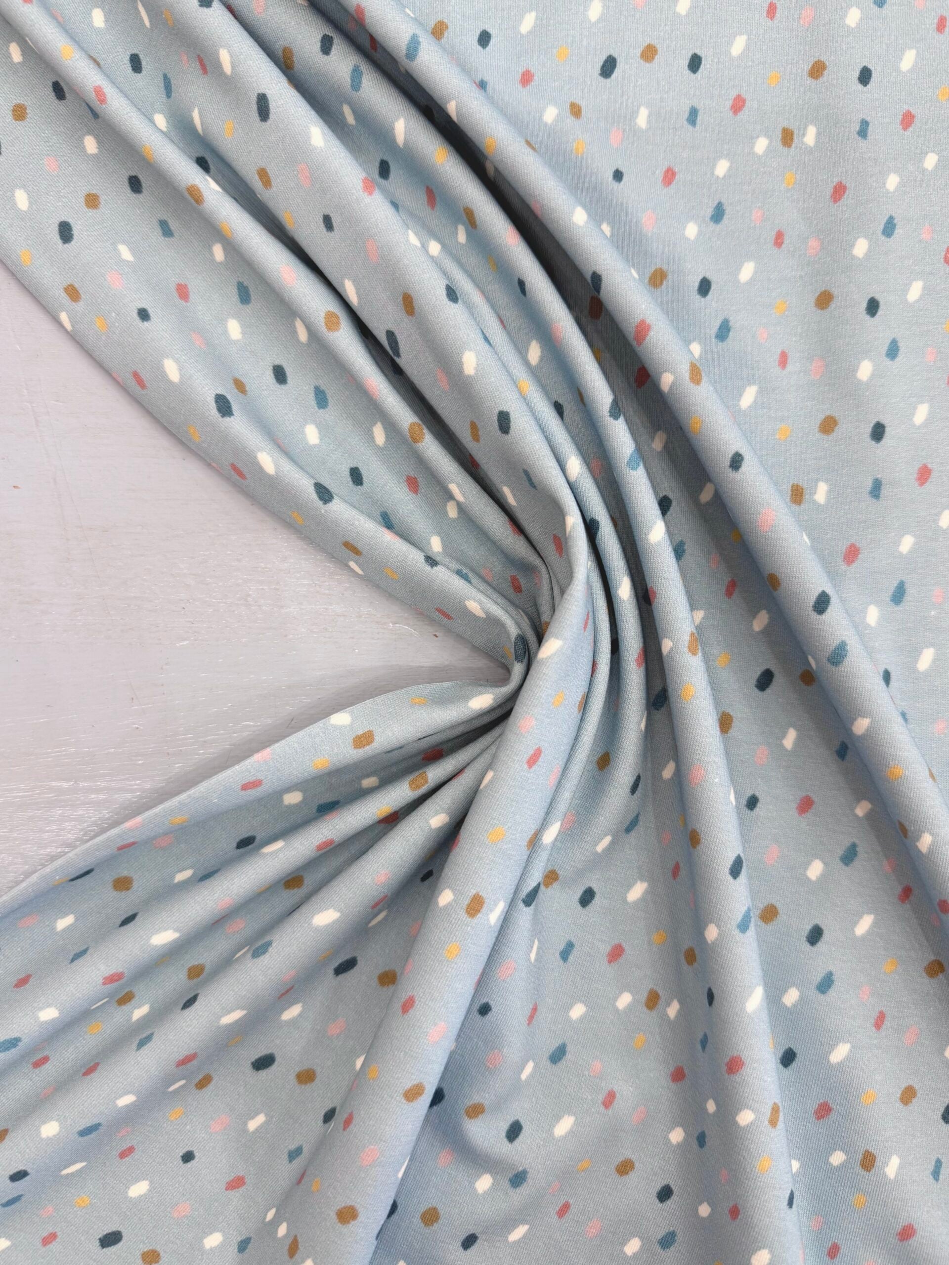Pale Blue Dash Cotton Jersey By Stof Of Denmark