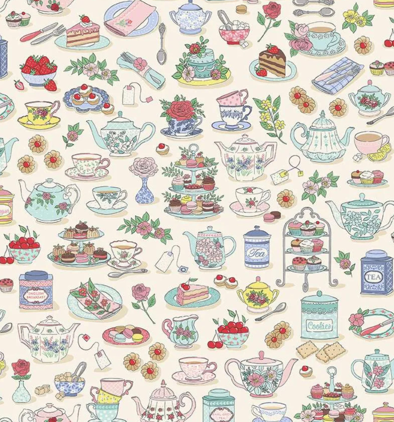 Afternoon Tea Tea Time Cream 091/Q By Makower UK