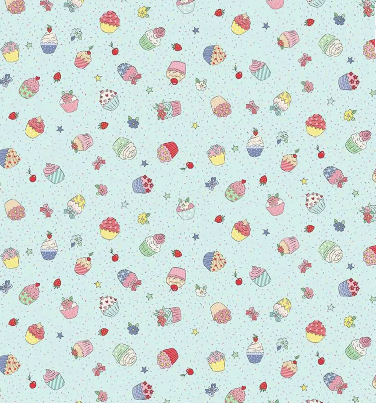 Afternoon Tea Cupcake Confetti Blue 093/B By Makower UK