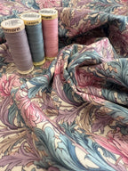 William Morris Pink And Blue Acanthus Poplin By Rose And Hubble