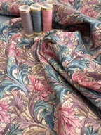 William Morris Pink And Blue Acanthus Poplin By Rose And Hubble
