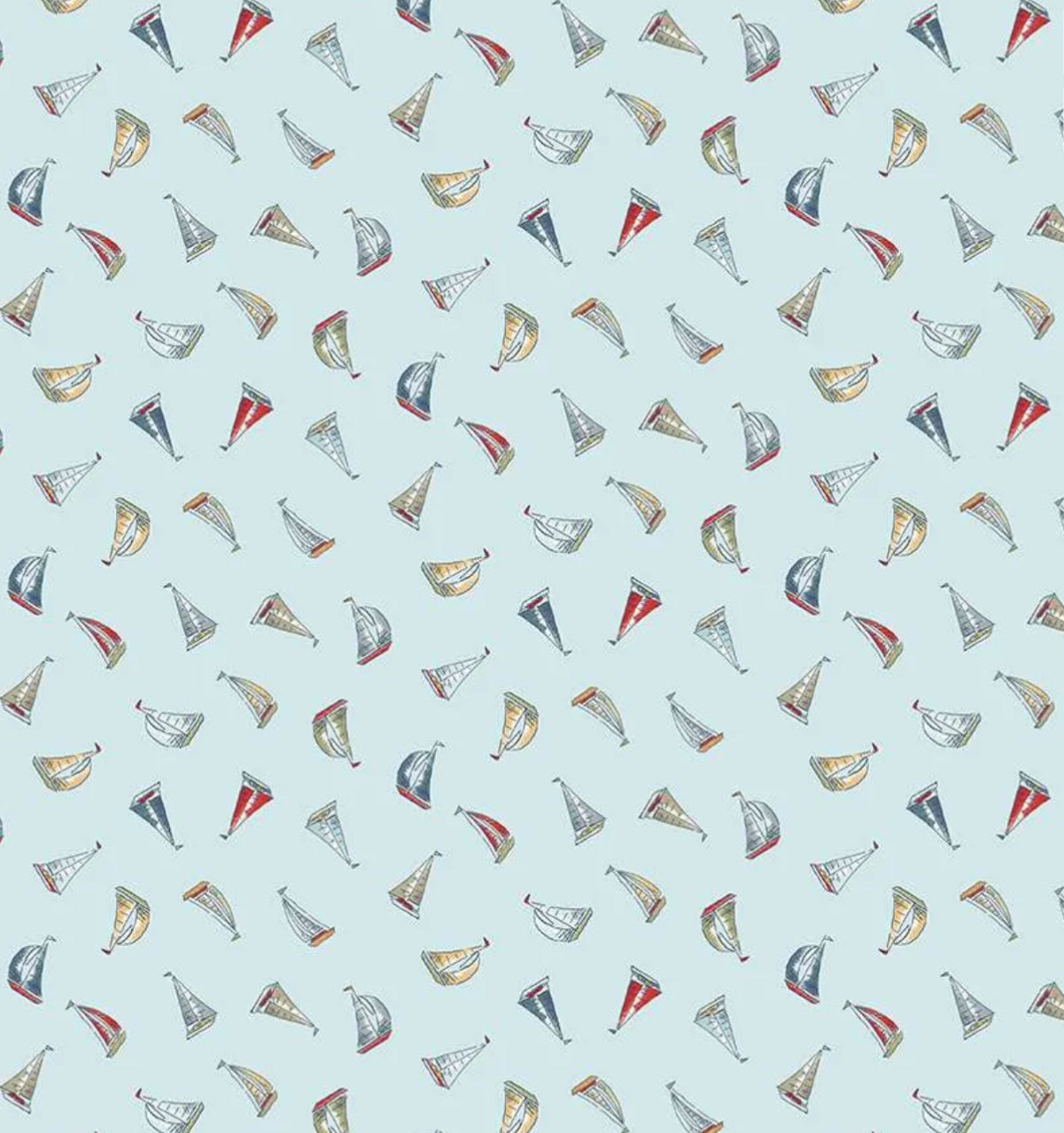 High Tide Sail Away Light Blue 080/B2 By Makower UK