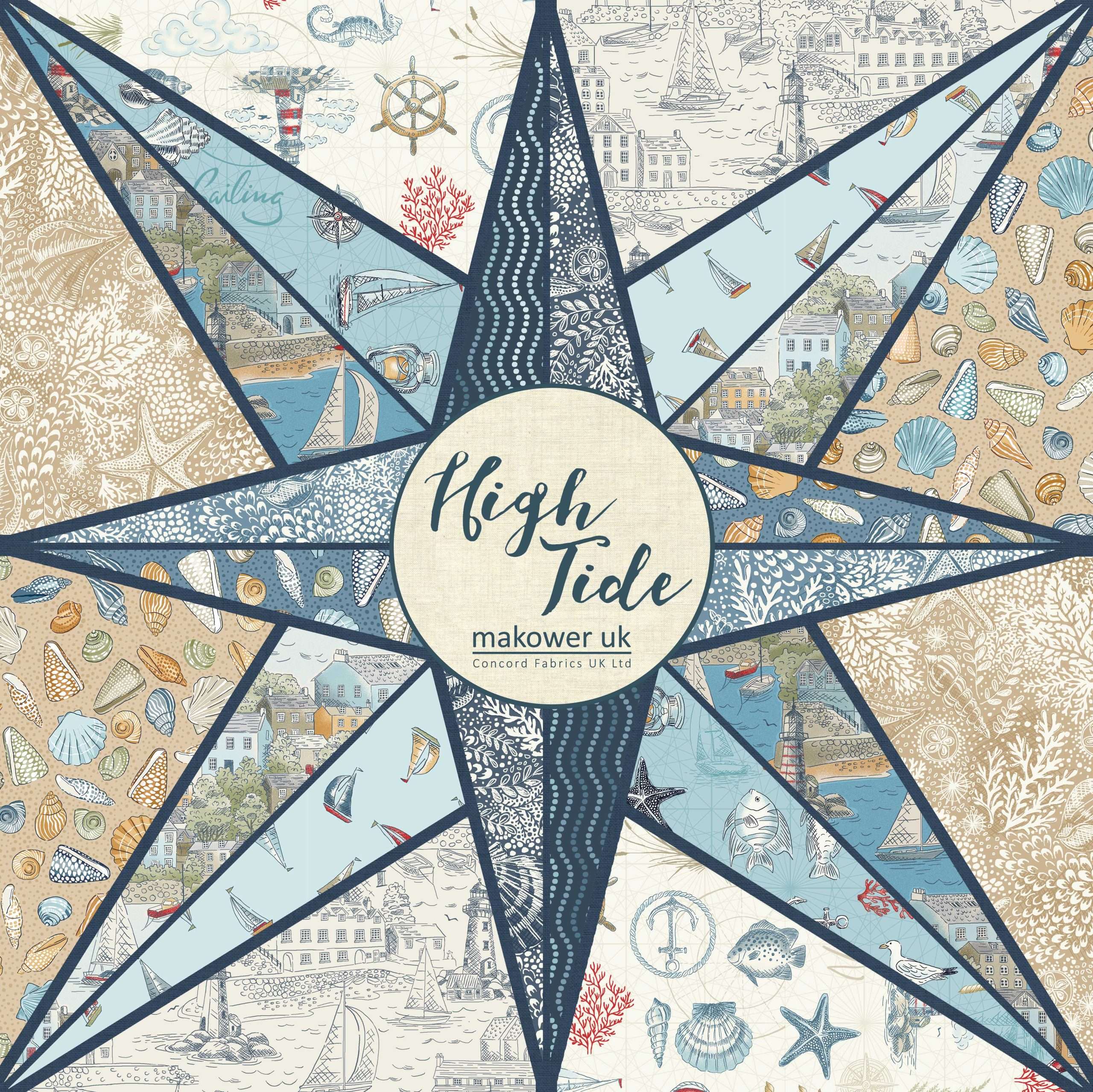 High Tide Sail Away Light Blue 080/B2 By Makower UK