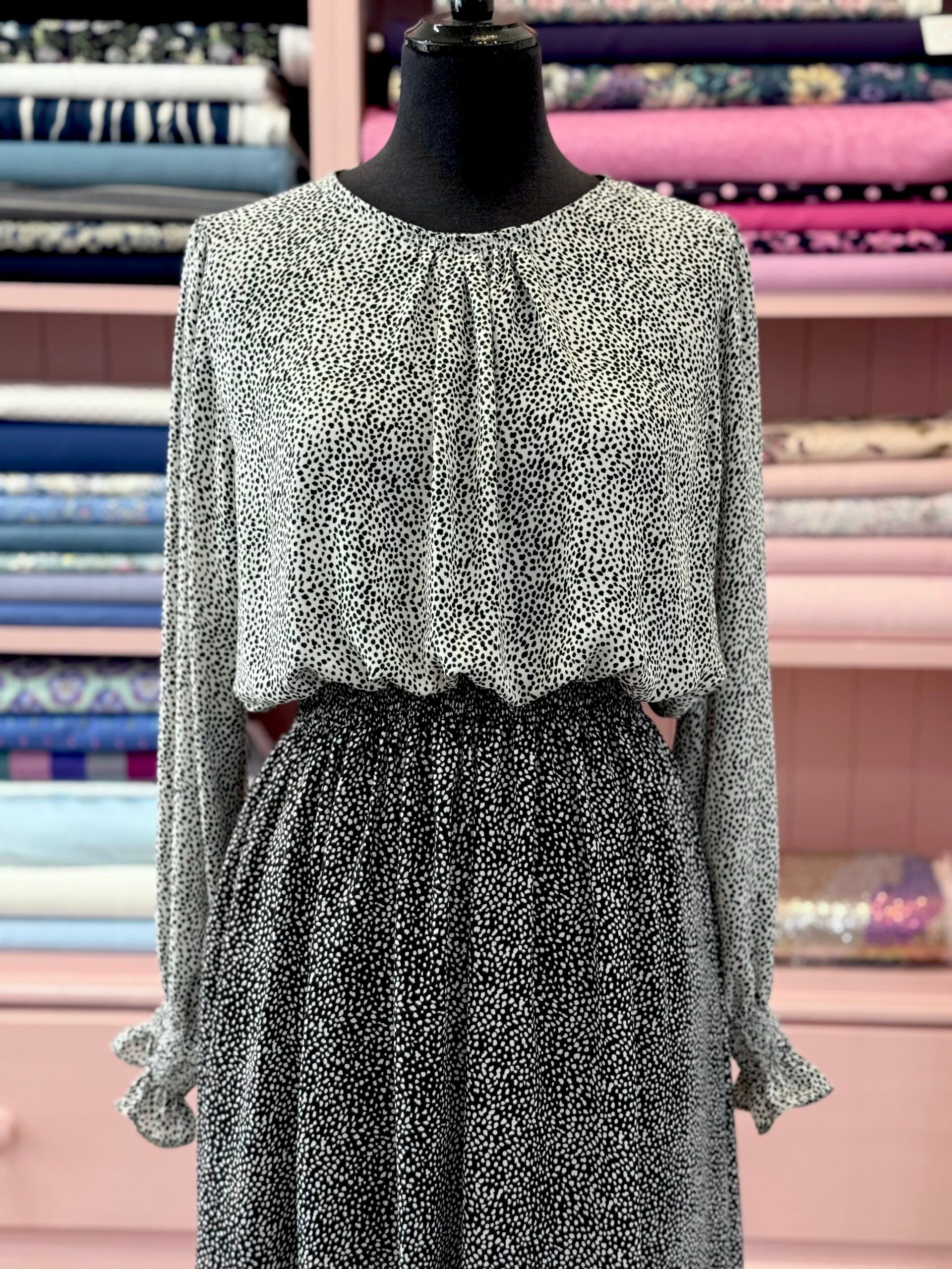 Black With White Dots Silky