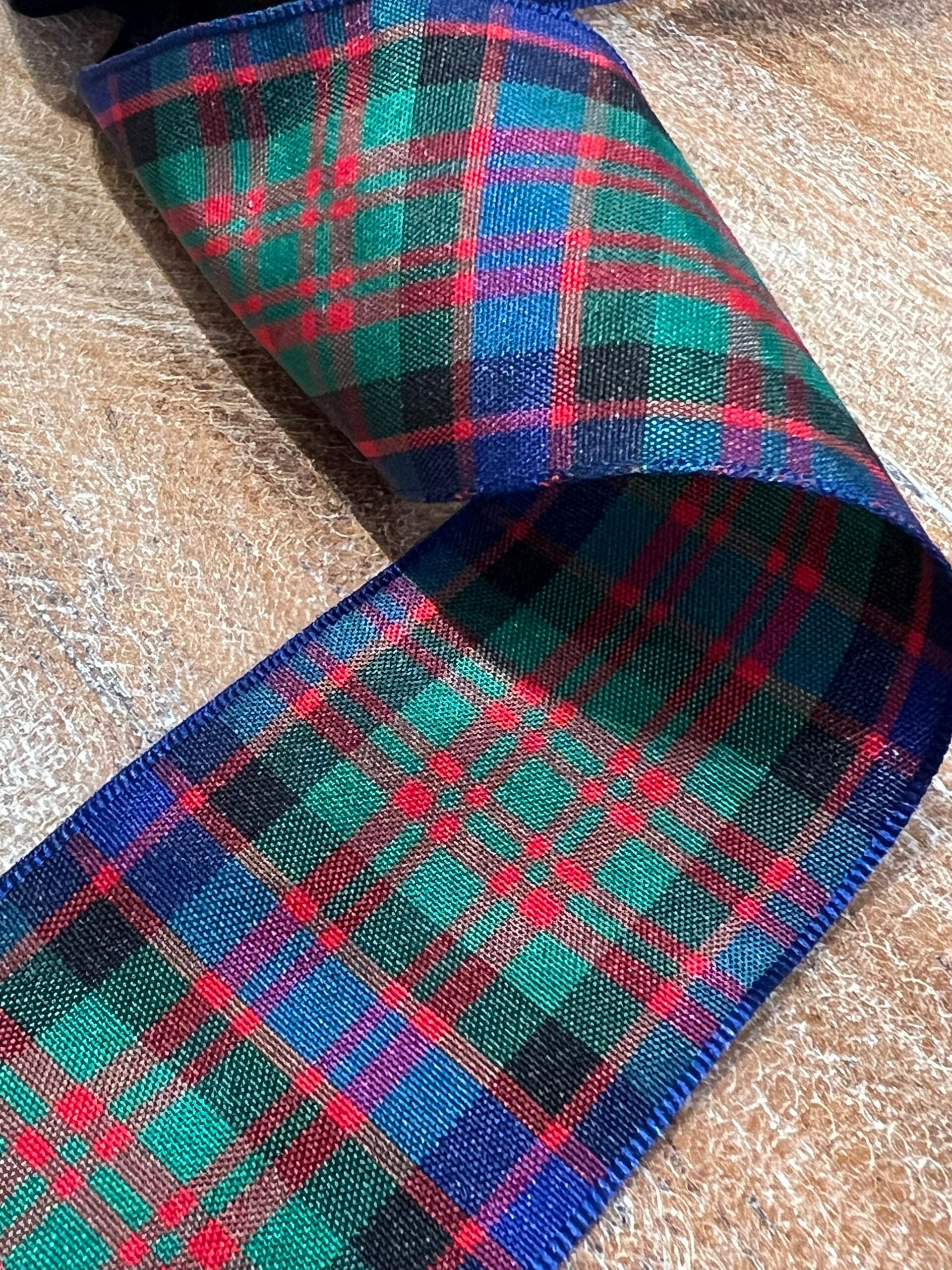 Large Green And Blue Tartan Ribbon