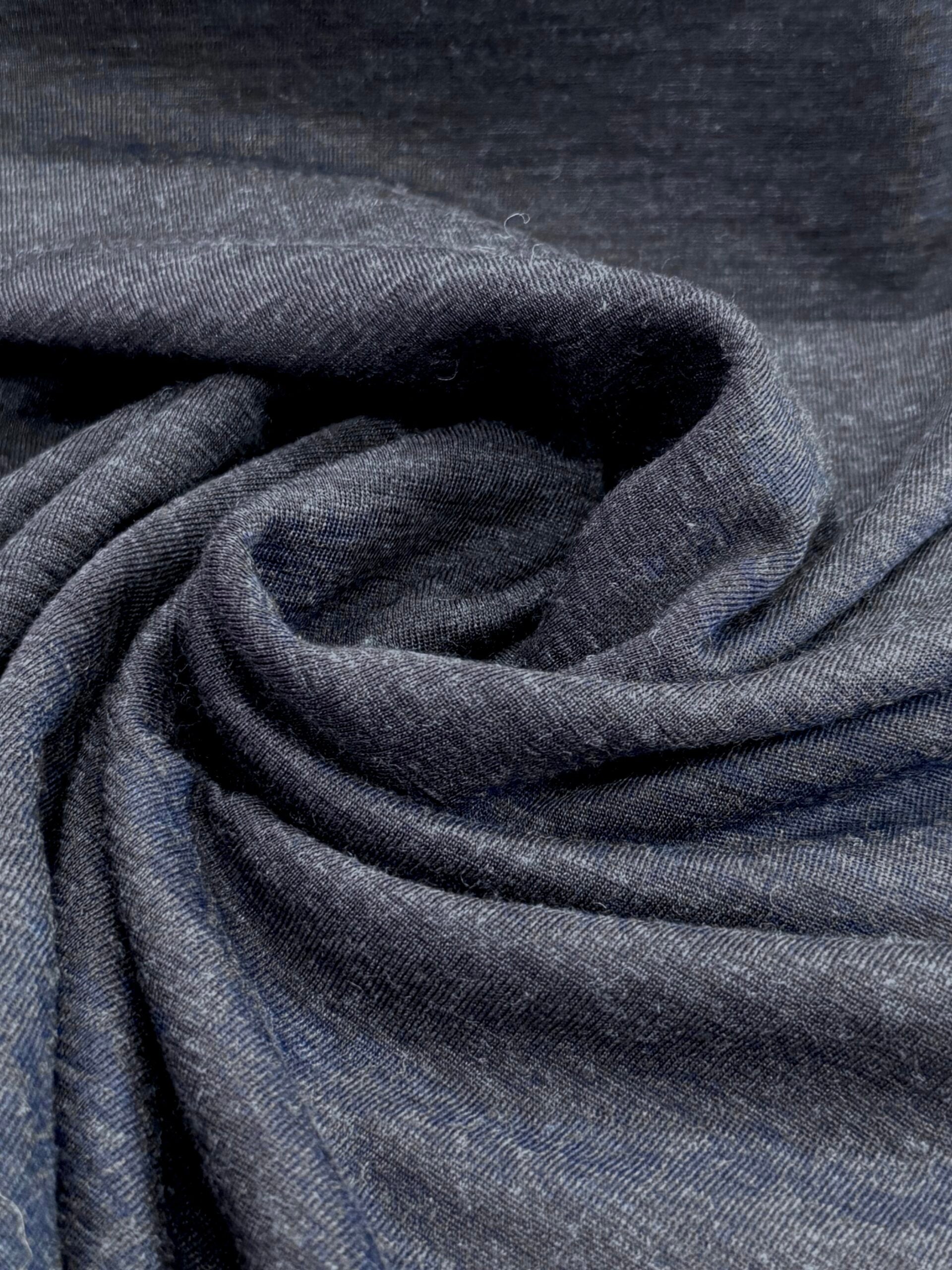 Navy Blue Merino Wool Jersey Knit