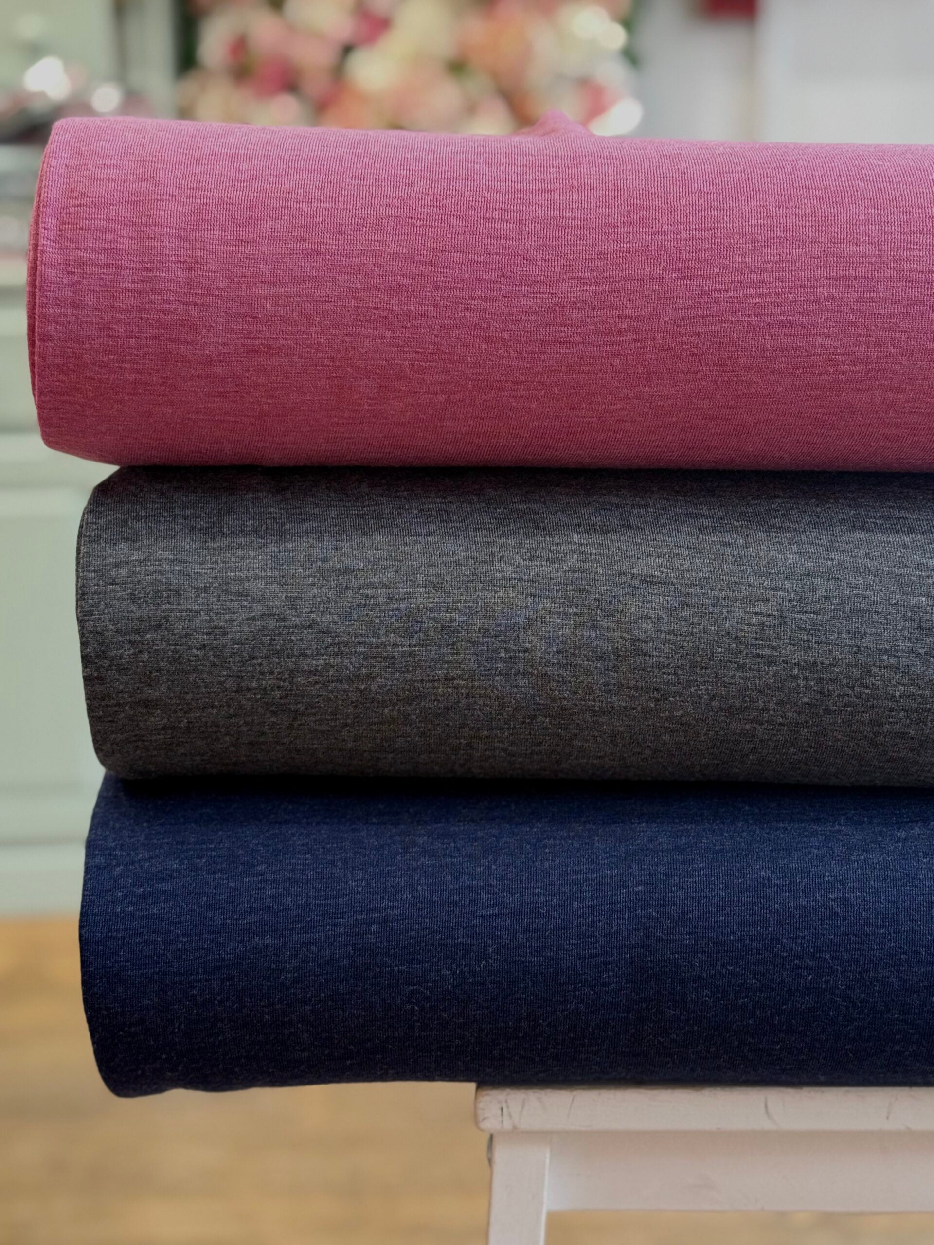 Navy Blue Merino Wool Jersey Knit