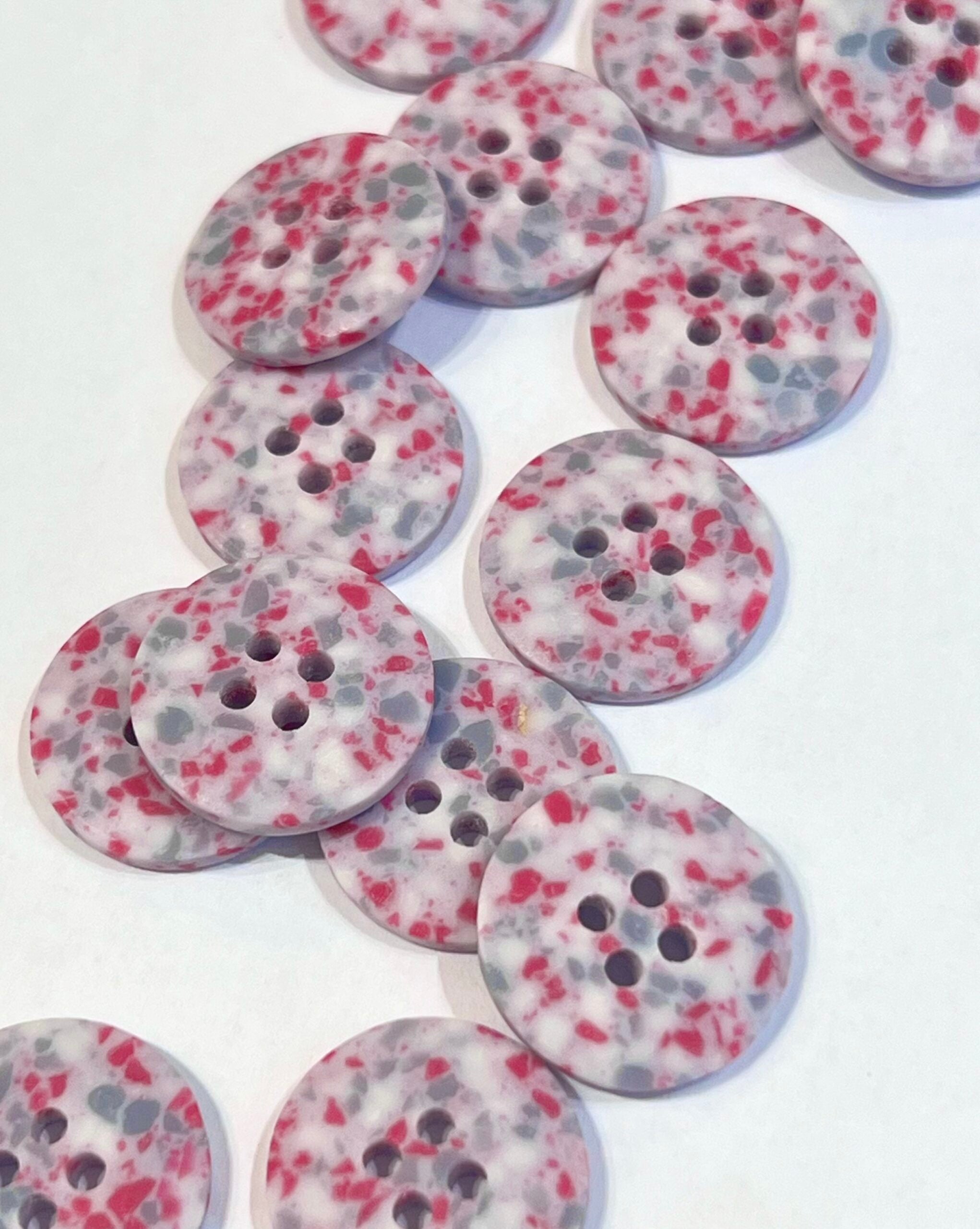 Eco Conscious Pink And Grey Recycled Scrap Plastic Buttons 18 mm