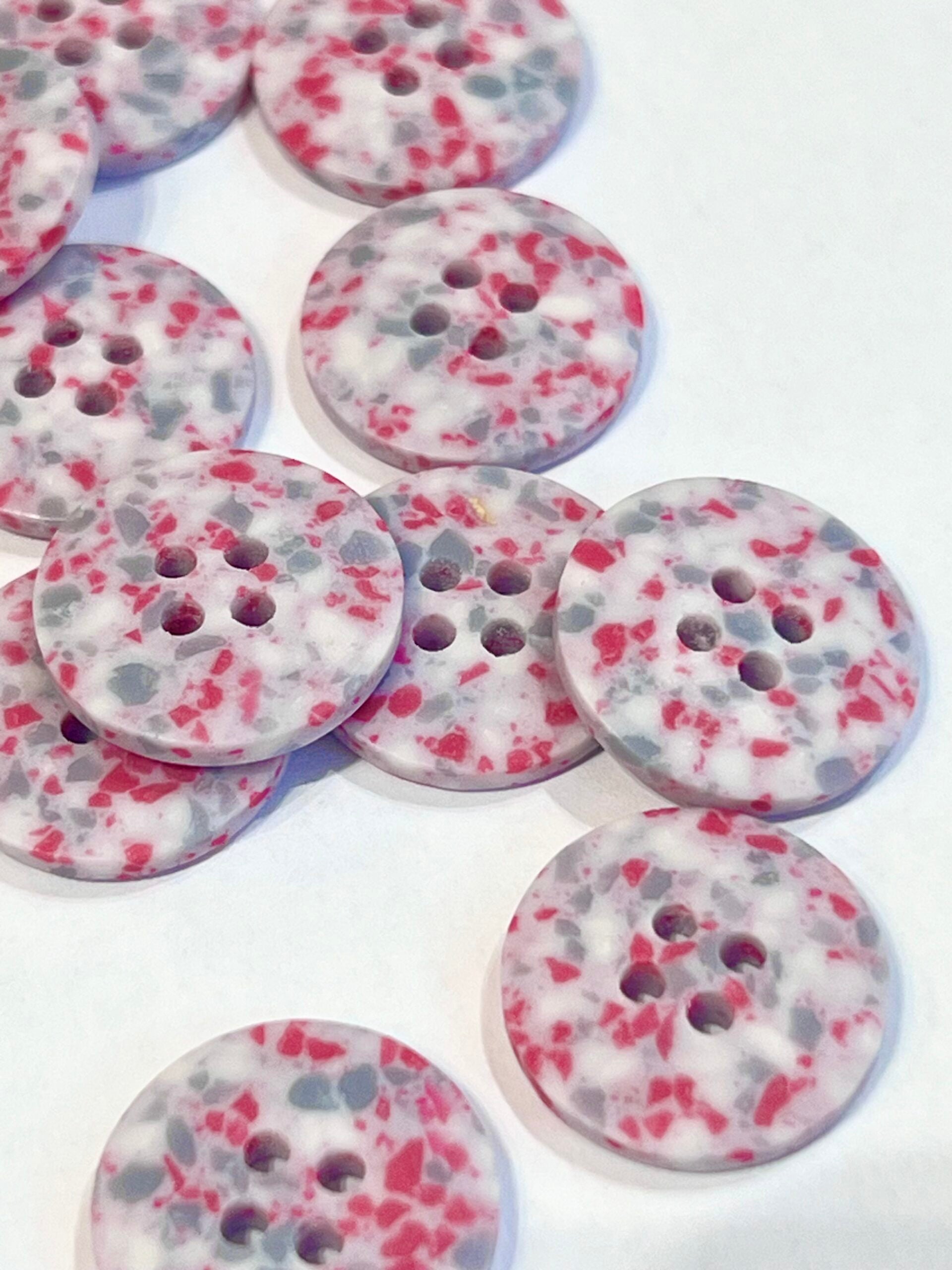 Eco Conscious Pink And Grey Recycled Scrap Plastic Buttons 20 mm
