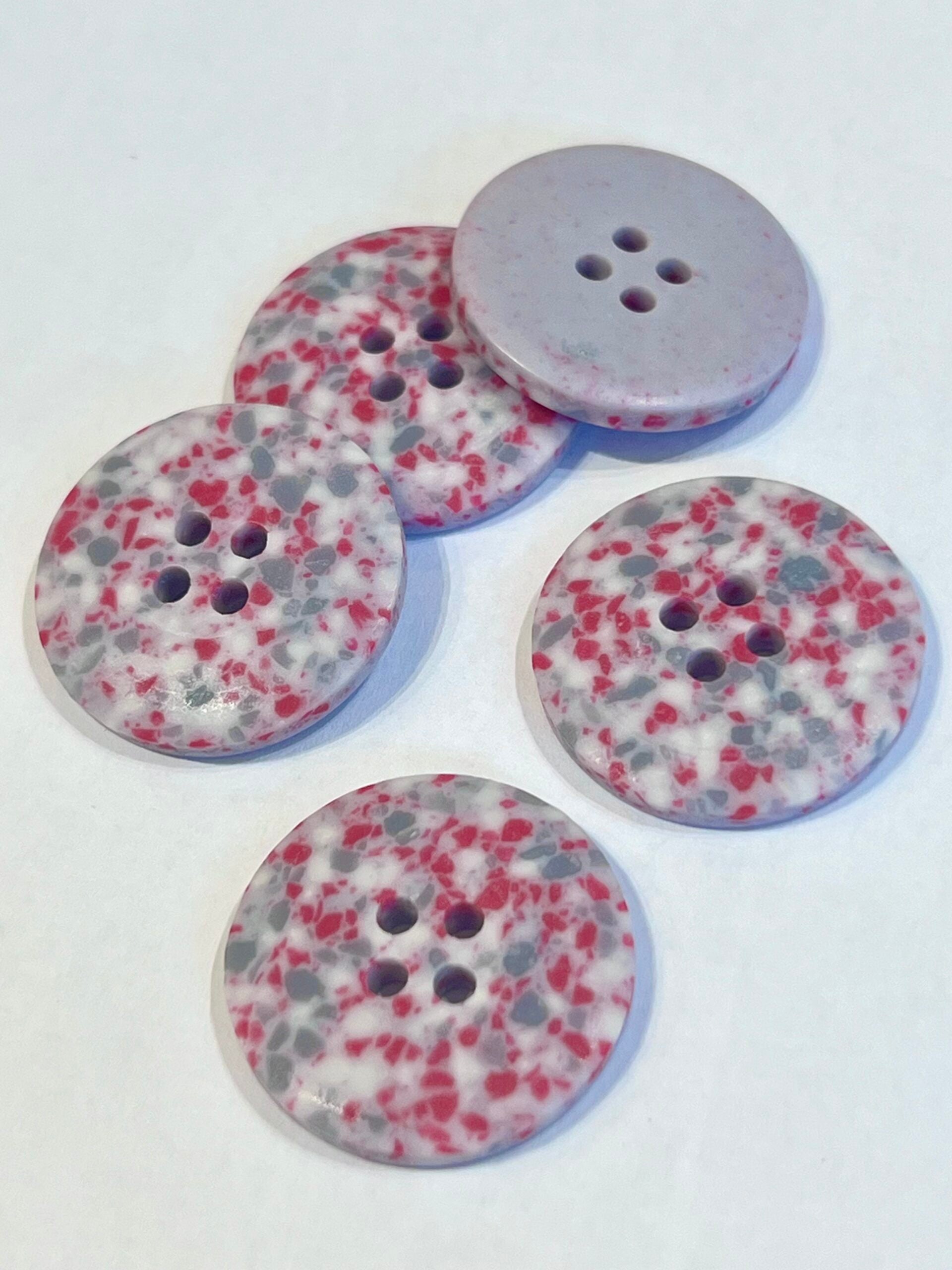 Eco Conscious Pink And Grey Recycled Scrap Plastic Buttons 25mm