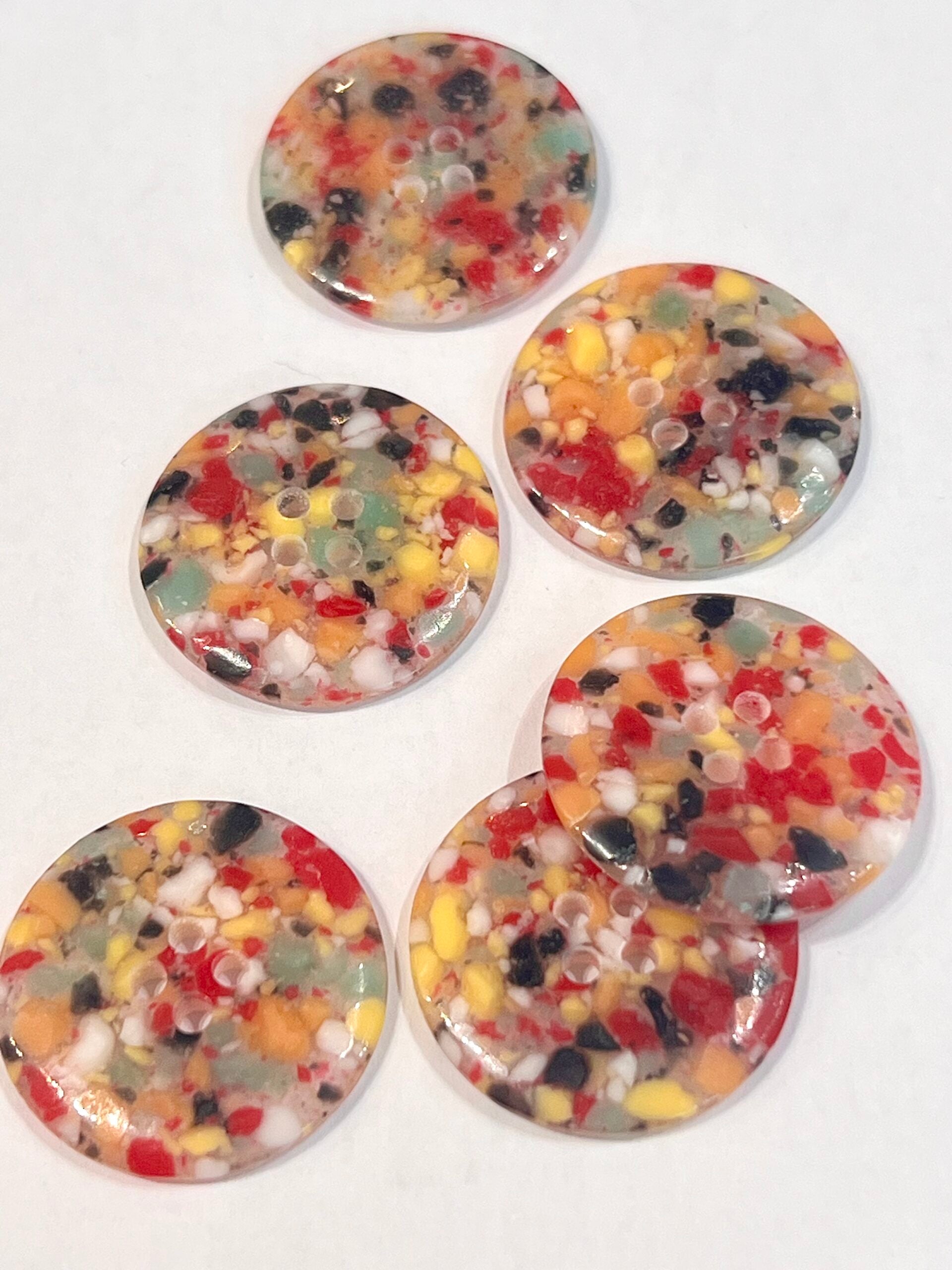 Eco Conscious Multi Recycled Scrap Plastic Buttons 25mm