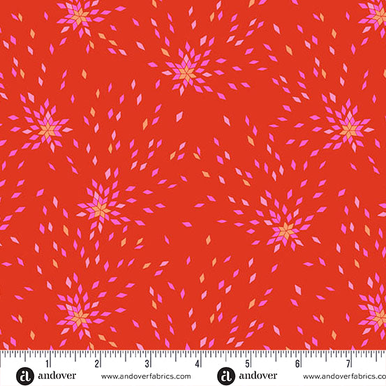 Memories Unfold Dandelion Scarlet 2/1431R By Stephanie Organes For Andover Fabrics