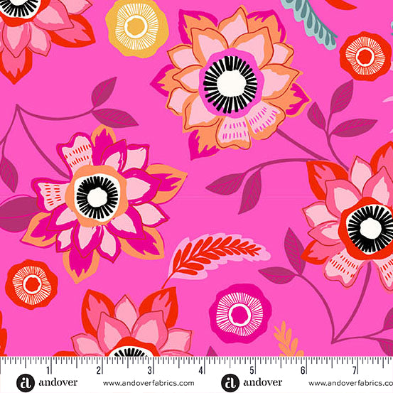 Memories Unfold Mayflower Hot Pink 2/1425E By Stephanie Organes For Andover Fabrics