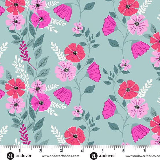 Memories Unfold Vineyard Teal 2/1426T By Stephanie Organes For Andover Fabrics