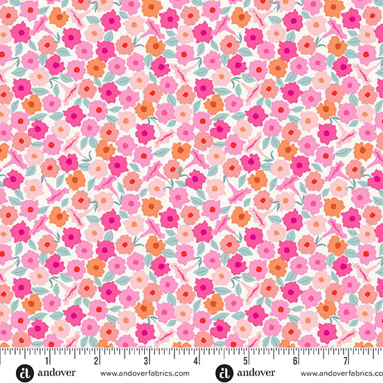 Memories Unfold Floret Teal 2/1428ET By Stephanie Organes For Andover Fabrics