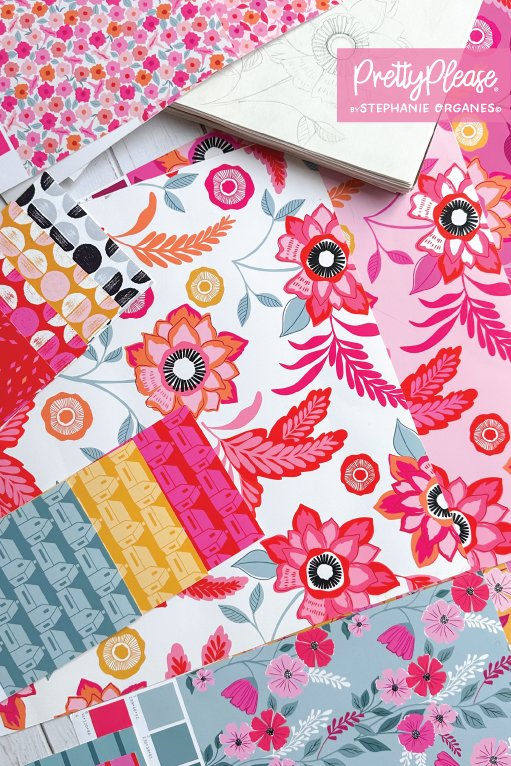 Memories Unfold Rockport Hot Pink 2/1429R By Stephanie Organes For Andover Fabrics