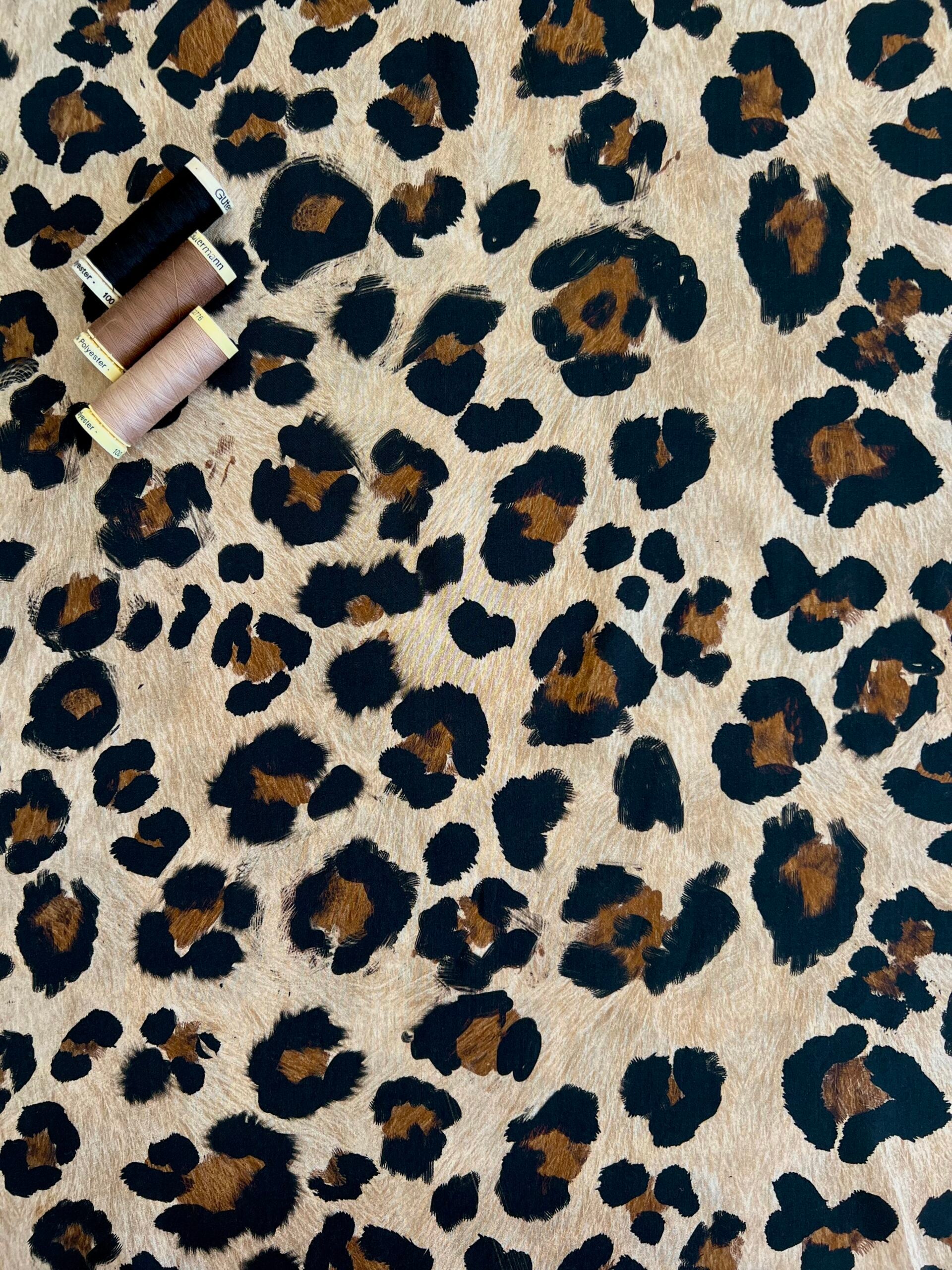 Lady McElroy Kitty Leopard Viscose Challis Lawn