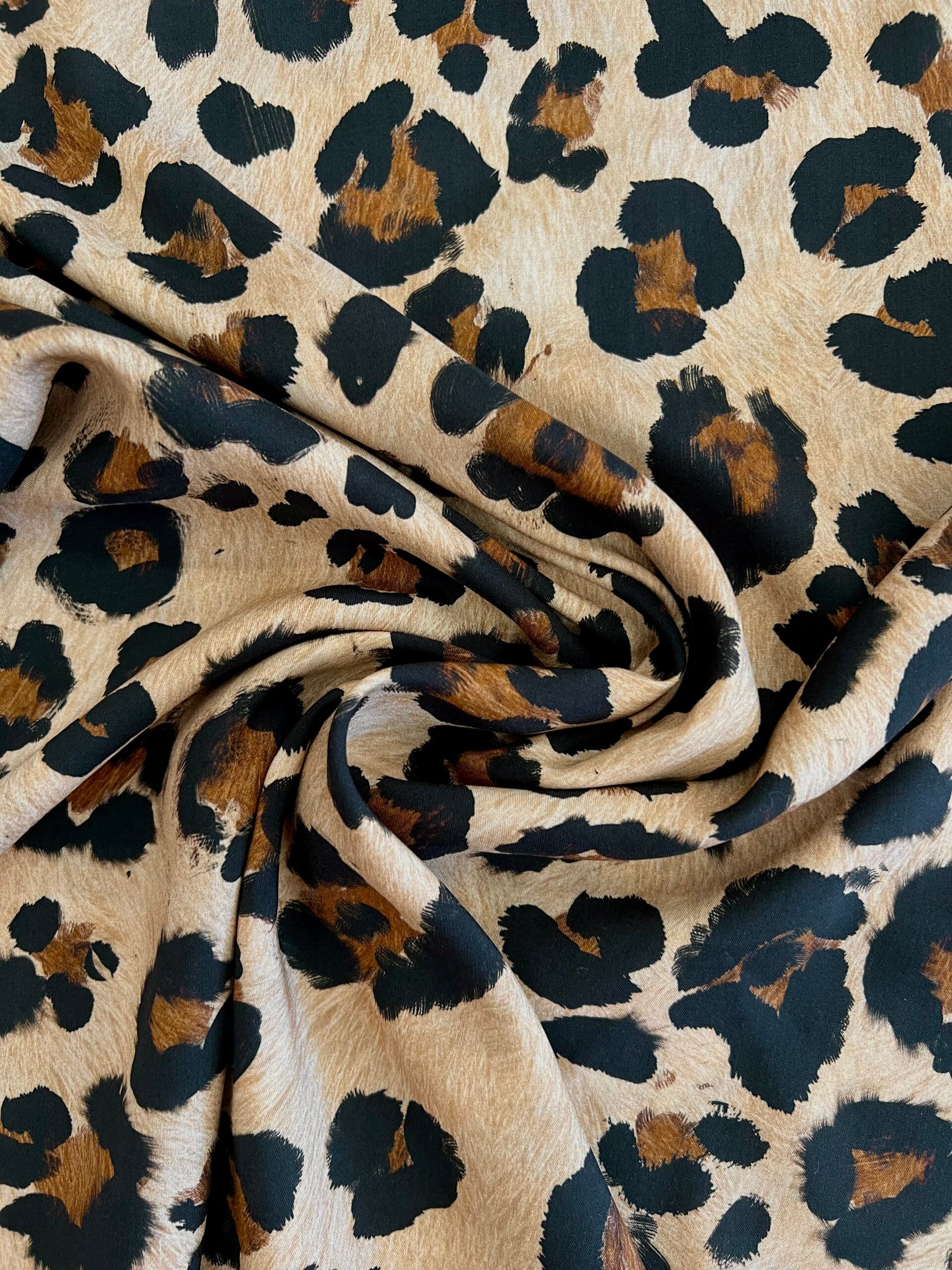 Lady McElroy Kitty Leopard Viscose Challis Lawn