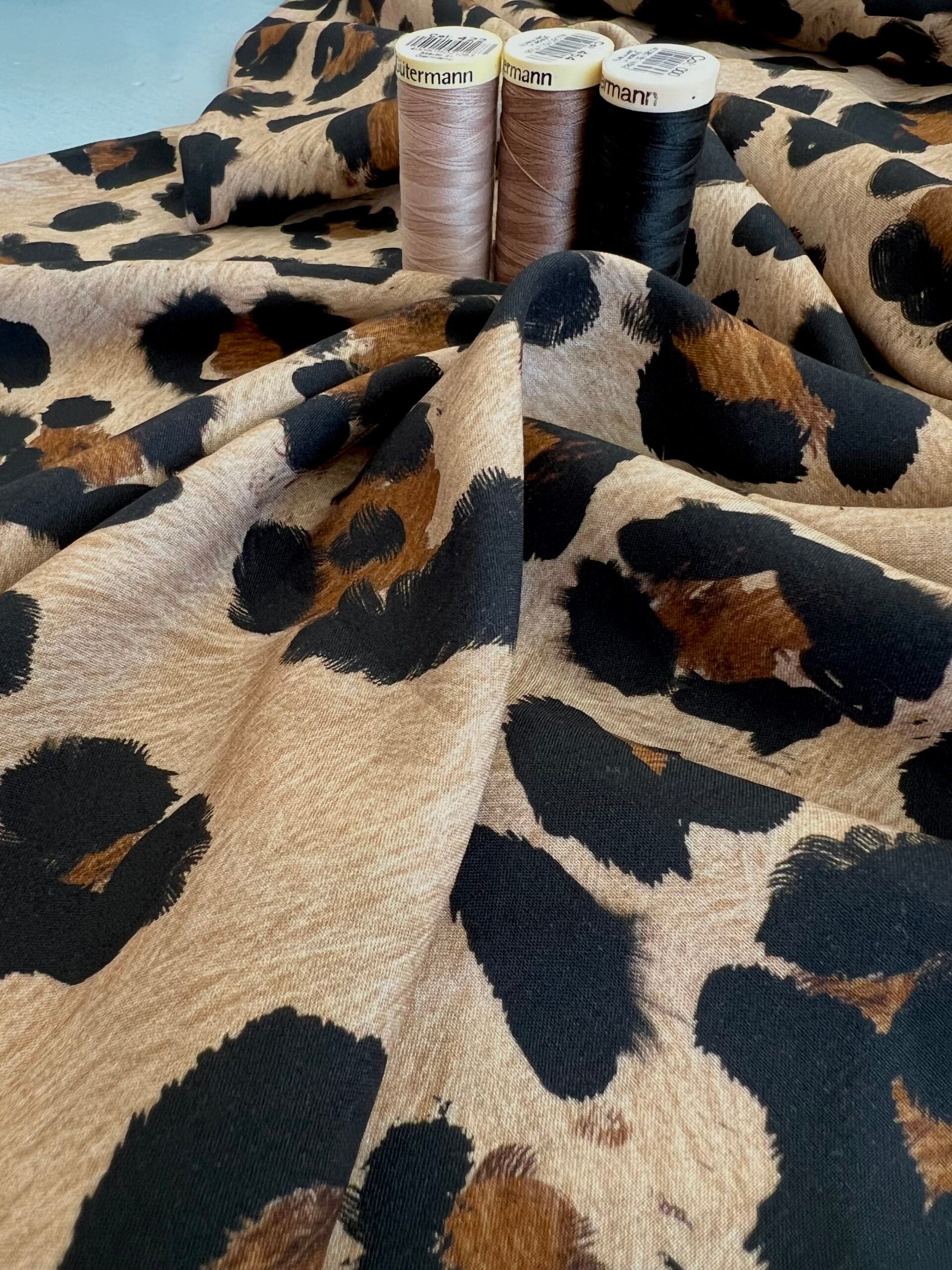 Lady McElroy Kitty Leopard Viscose Challis Lawn