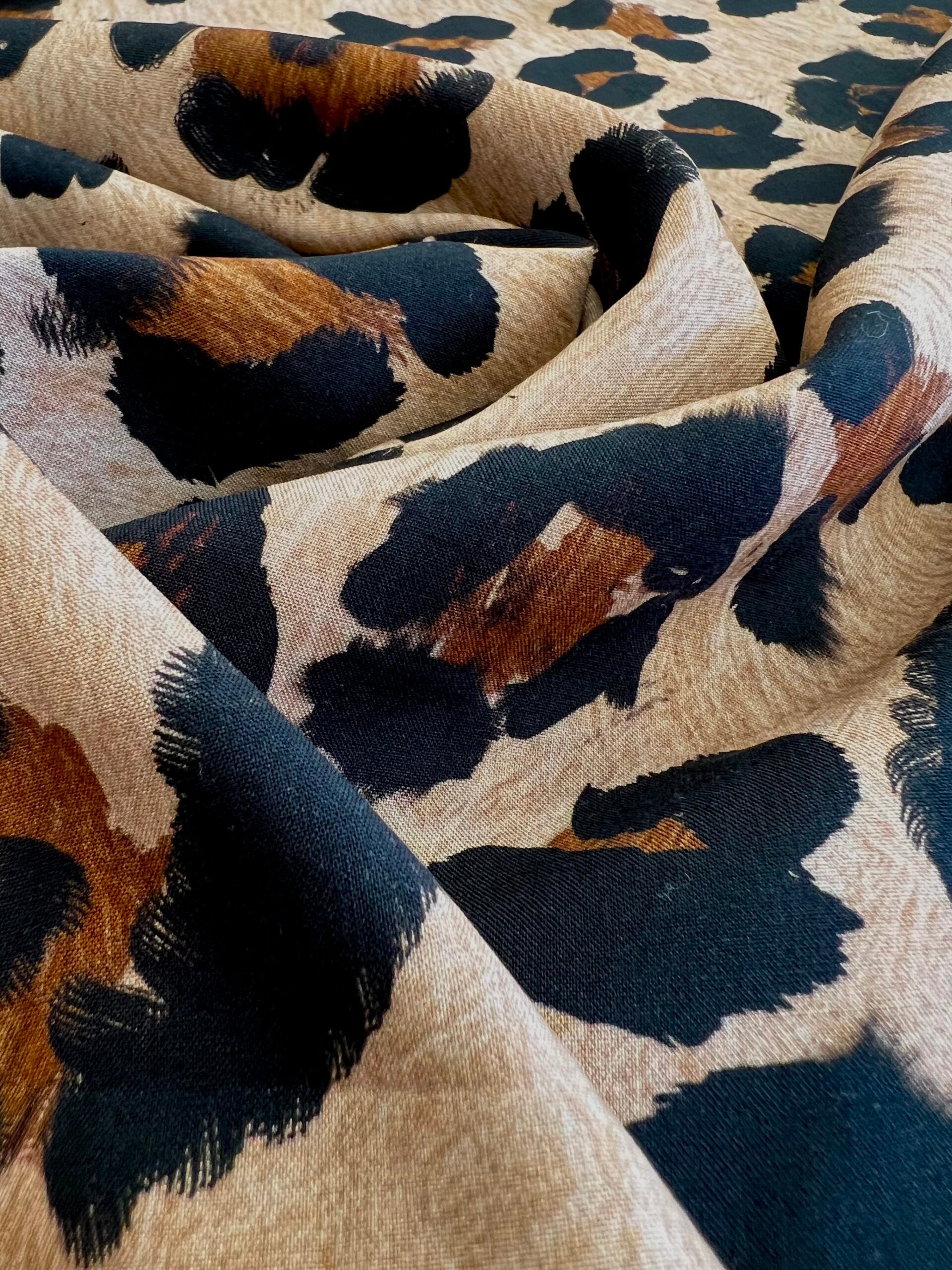 Lady McElroy Kitty Leopard Viscose Challis Lawn