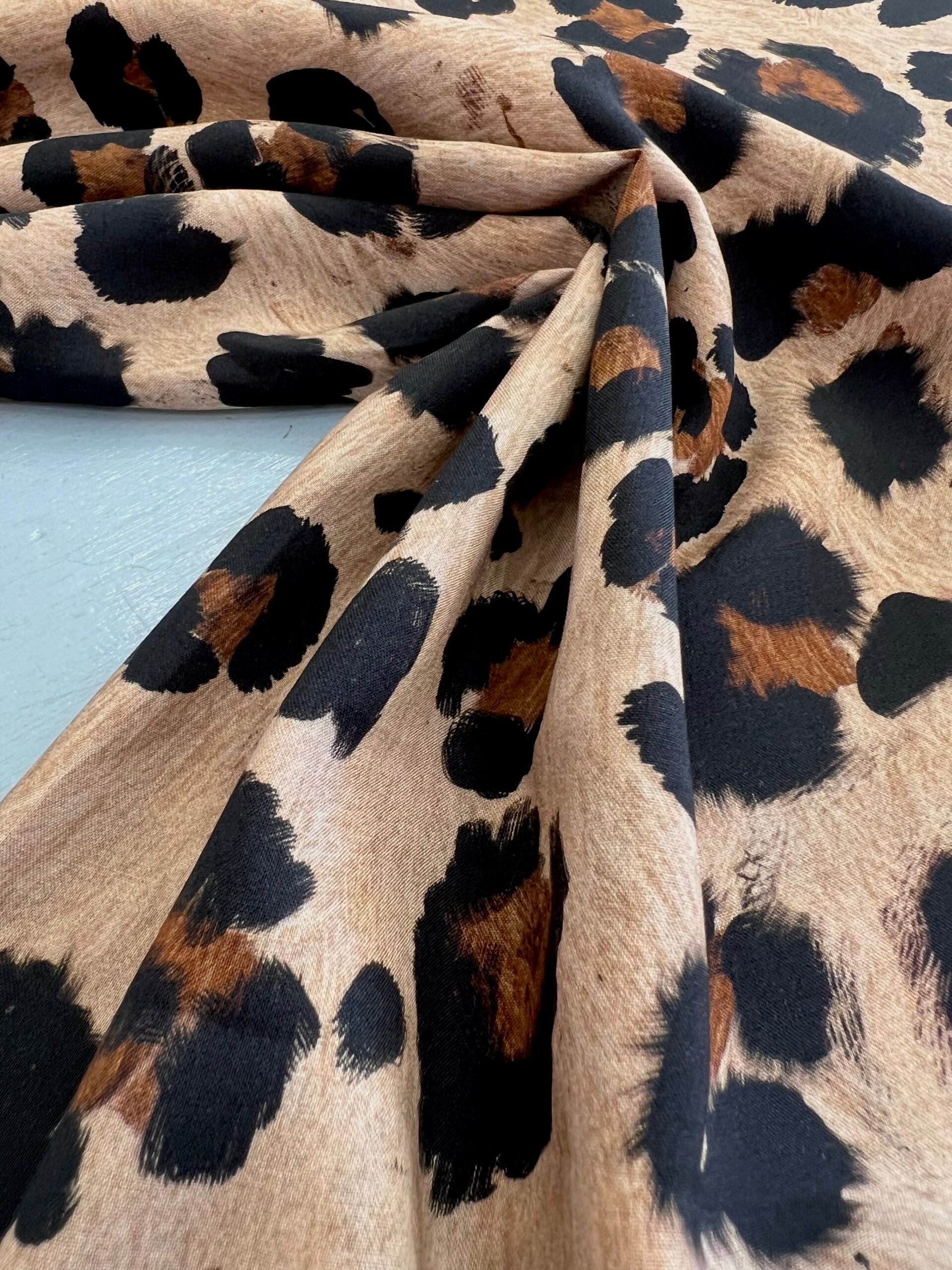 Lady McElroy Kitty Leopard Viscose Challis Lawn