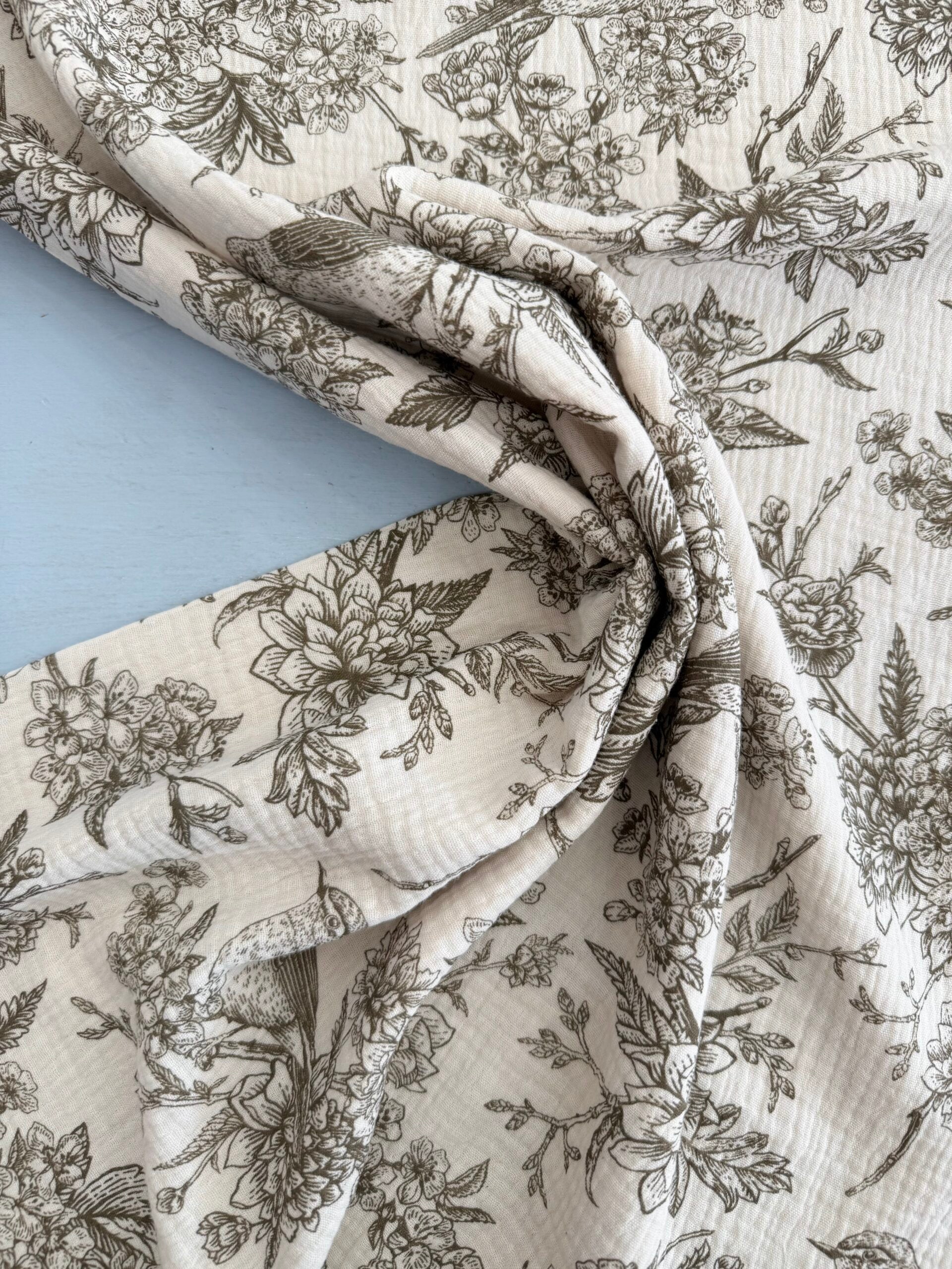 Bird - Chocolate - Cotton Double Gauze