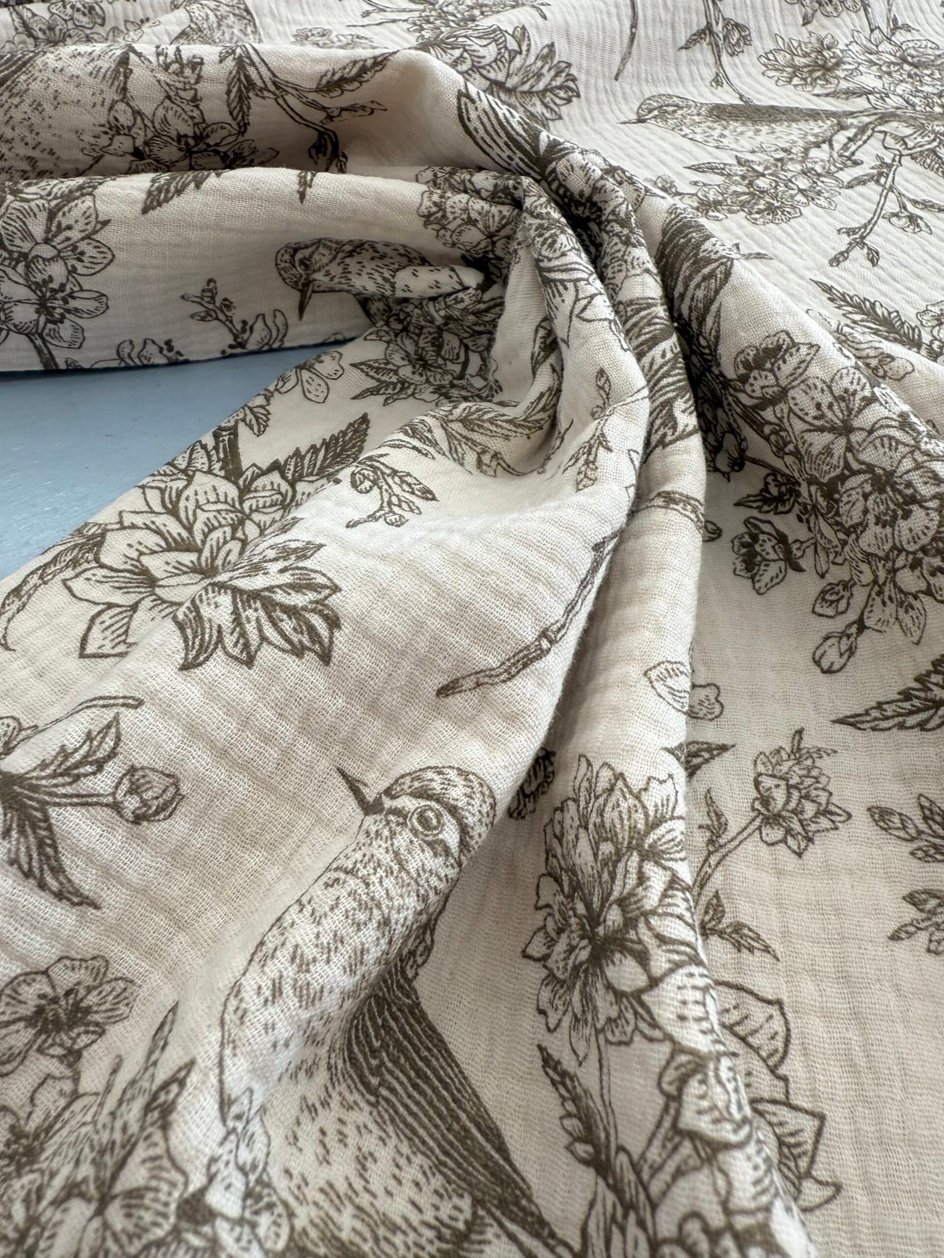 Bird - Chocolate - Cotton Double Gauze