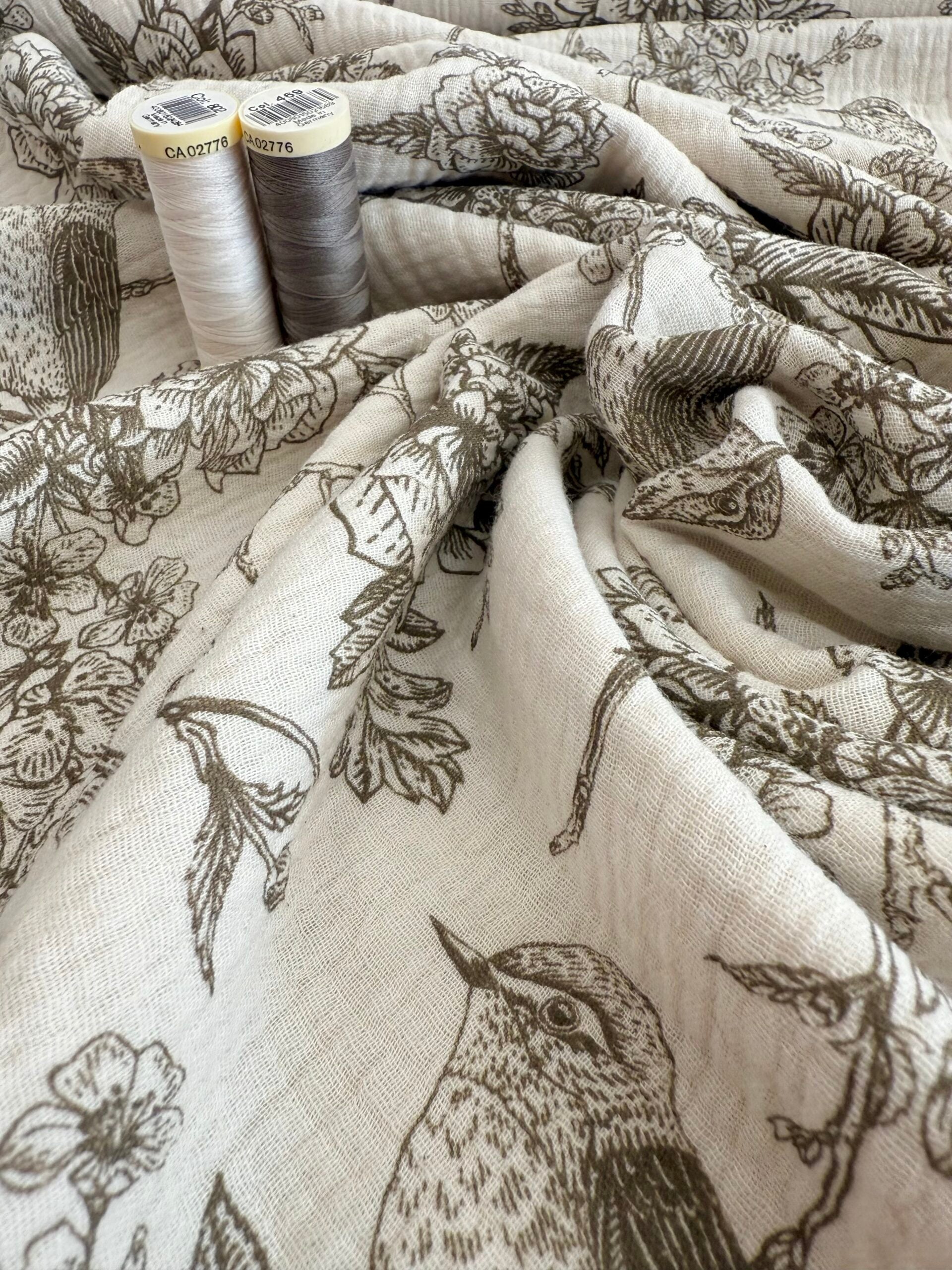 Bird - Chocolate - Cotton Double Gauze