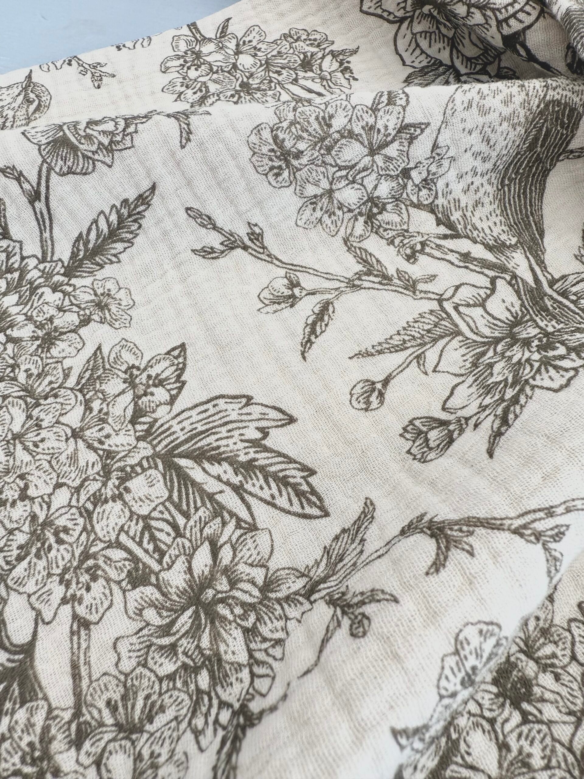 Bird - Chocolate - Cotton Double Gauze