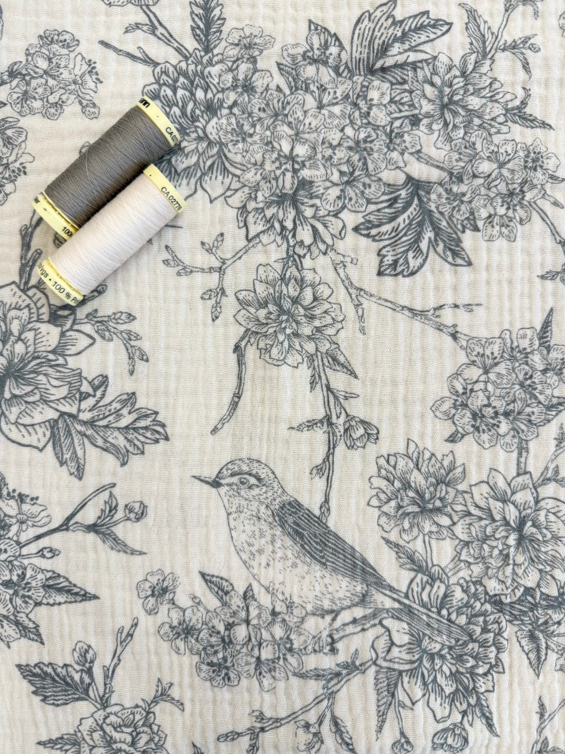 Bird - Dove Grey - Cotton Double Gauze