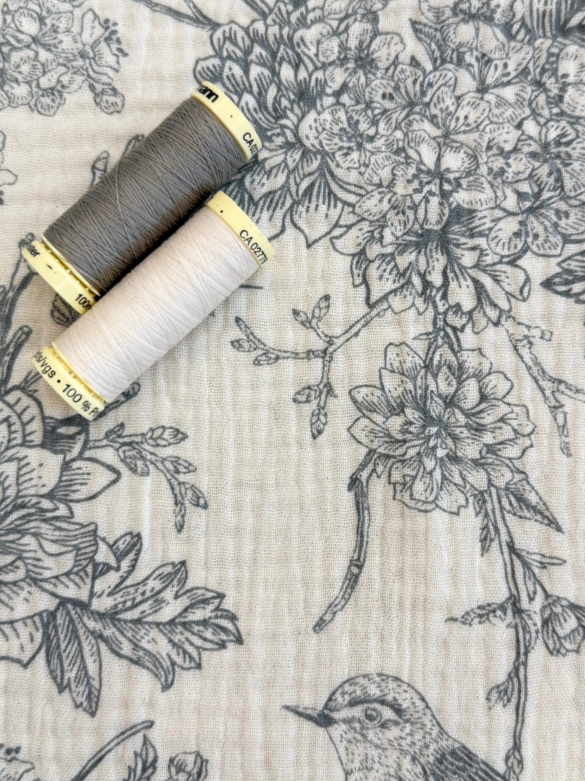 Bird - Dove Grey - Cotton Double Gauze