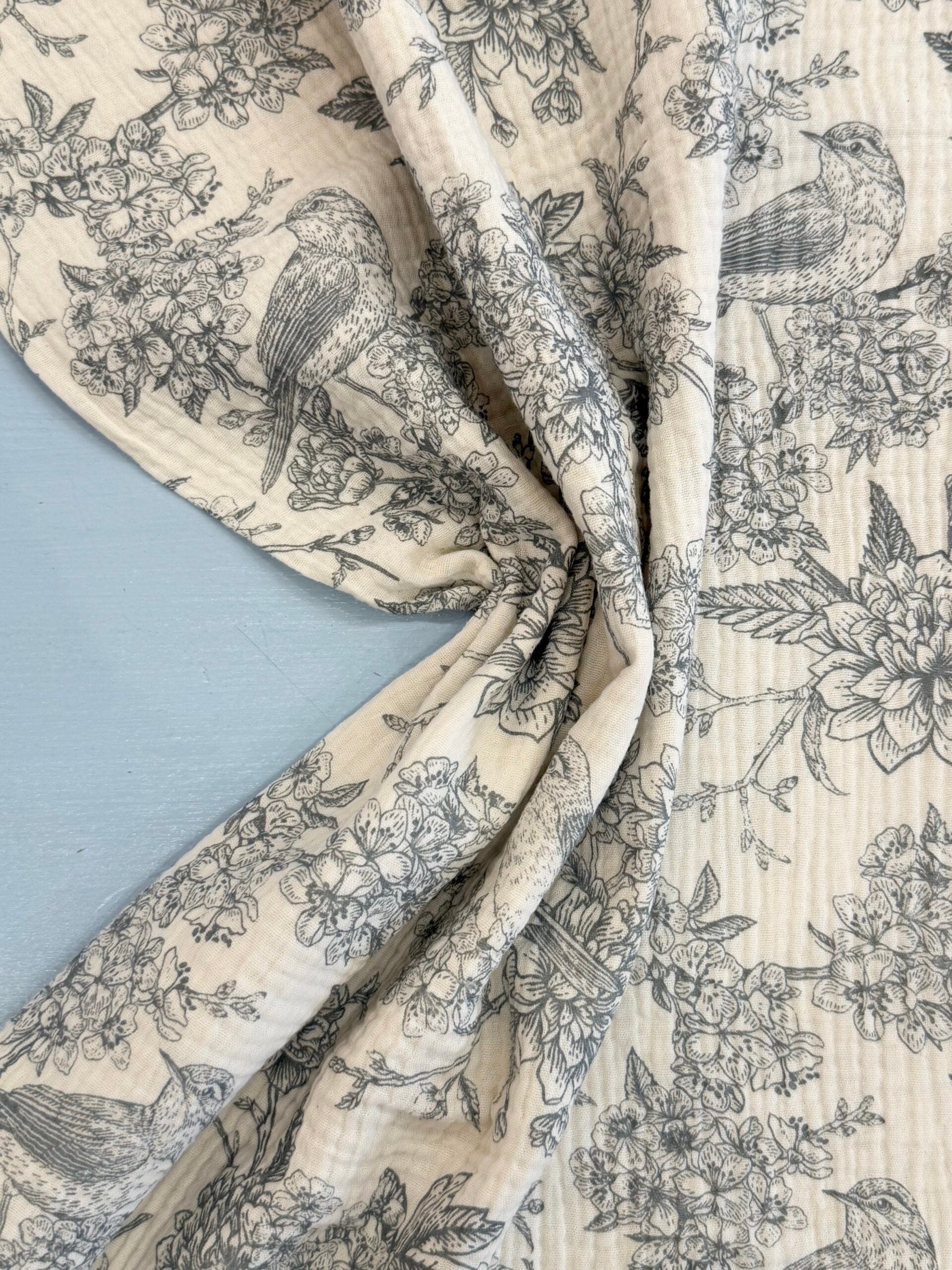 Bird - Dove Grey - Cotton Double Gauze