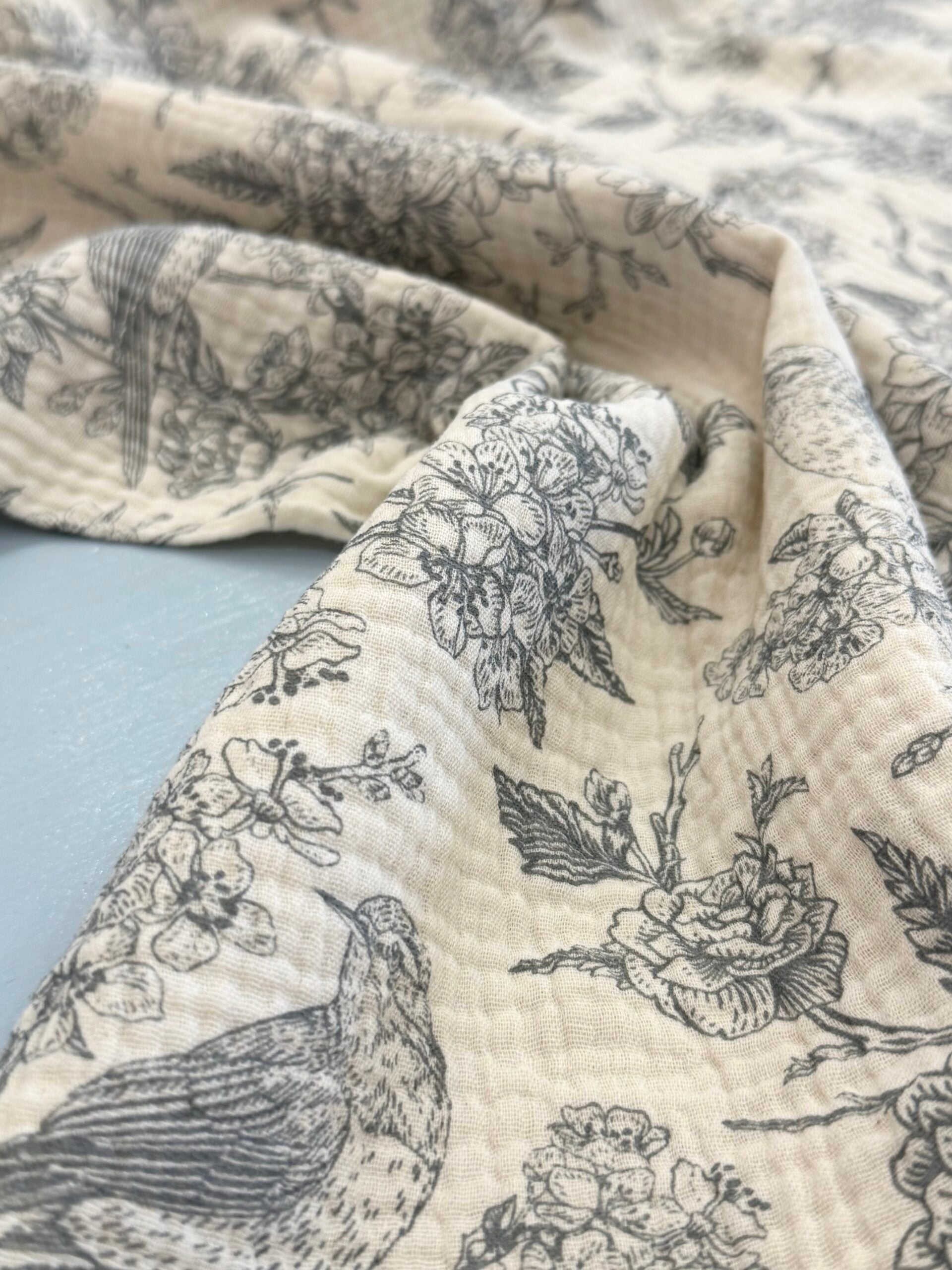 Bird - Dove Grey - Cotton Double Gauze