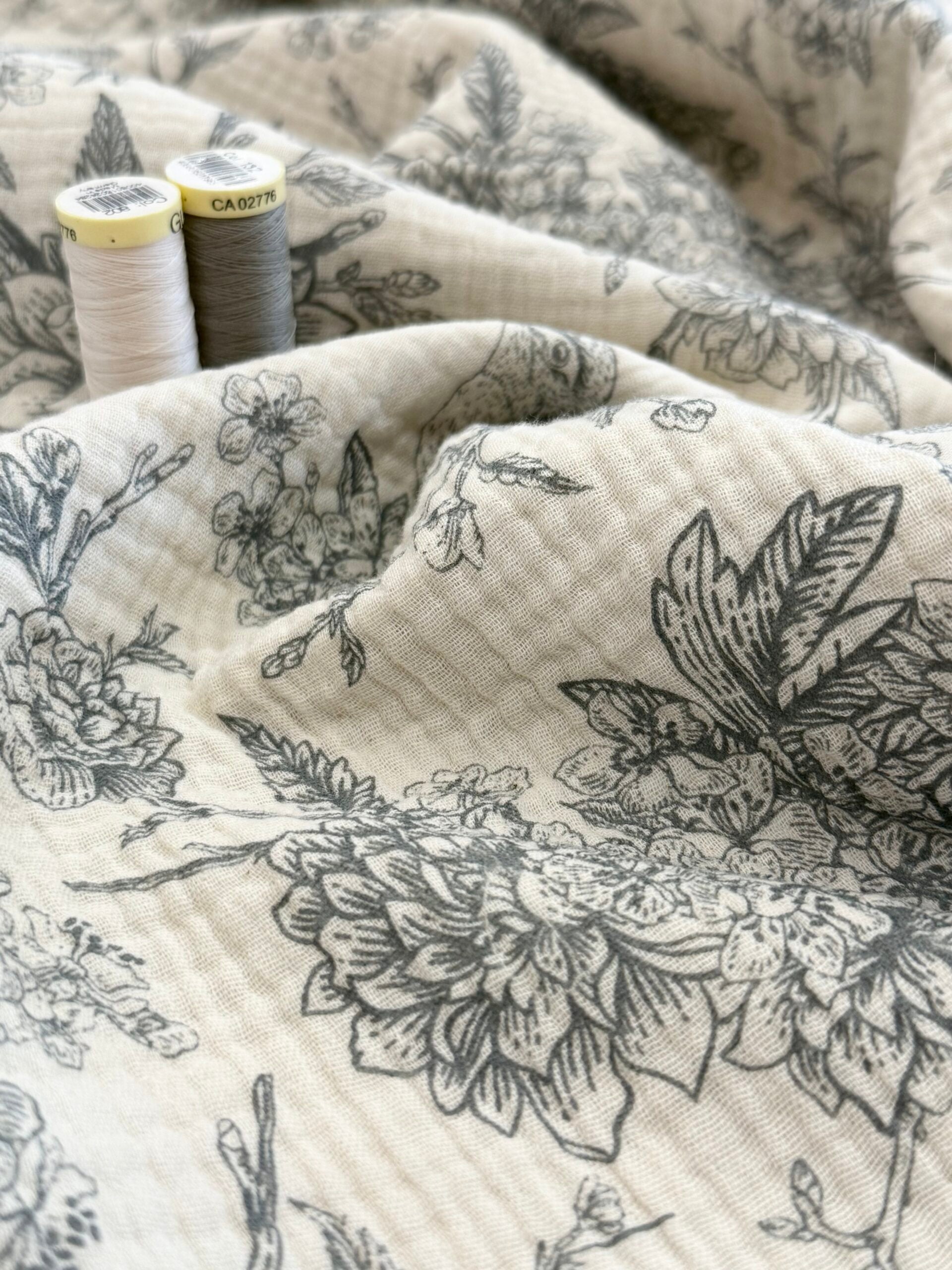 Bird - Dove Grey - Cotton Double Gauze