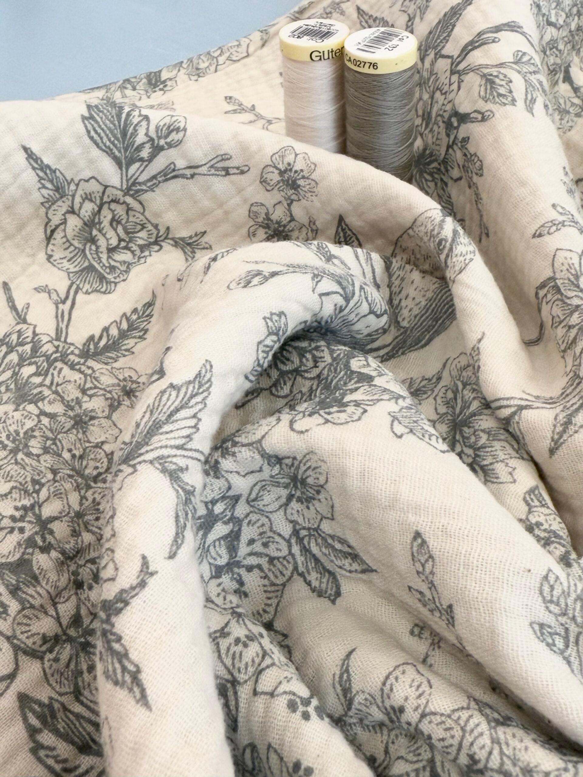 Bird - Dove Grey - Cotton Double Gauze