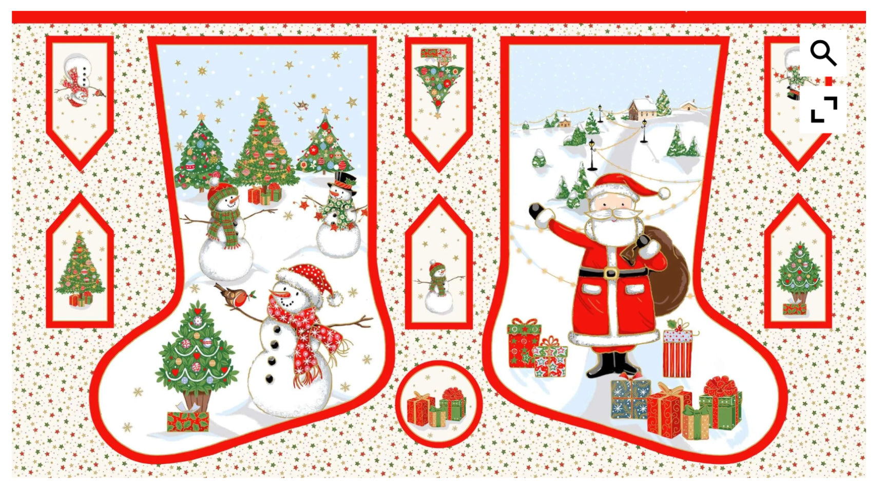 Jolly Saint Nick - Stocking And Gift Tag Panel 129 By Makower UK